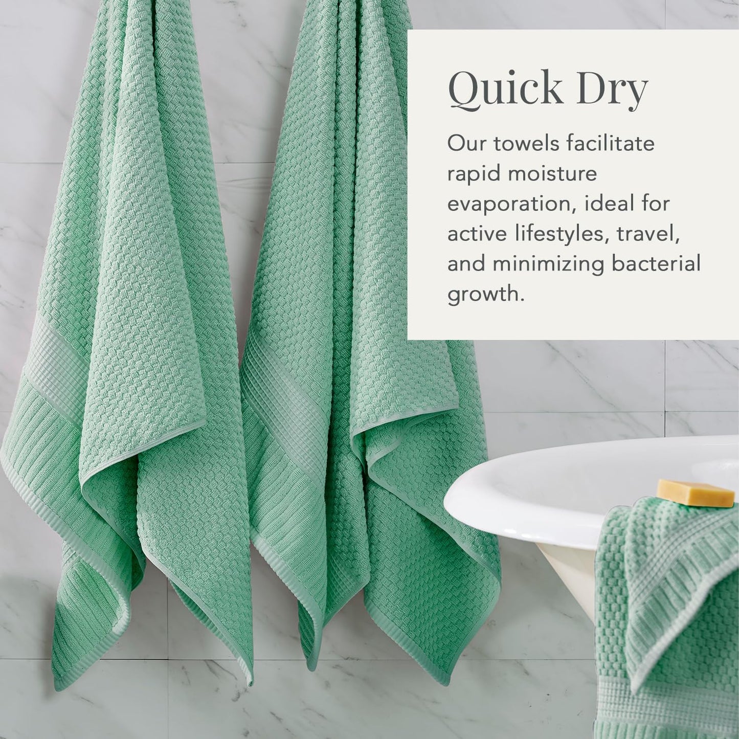 NY Loft 100% Cotton 6-Piece Bath Towel Set | Green | Oeko-TEX | Quick-Dry | 30" x 52" Bath Towels | 16" x 28" Hand
