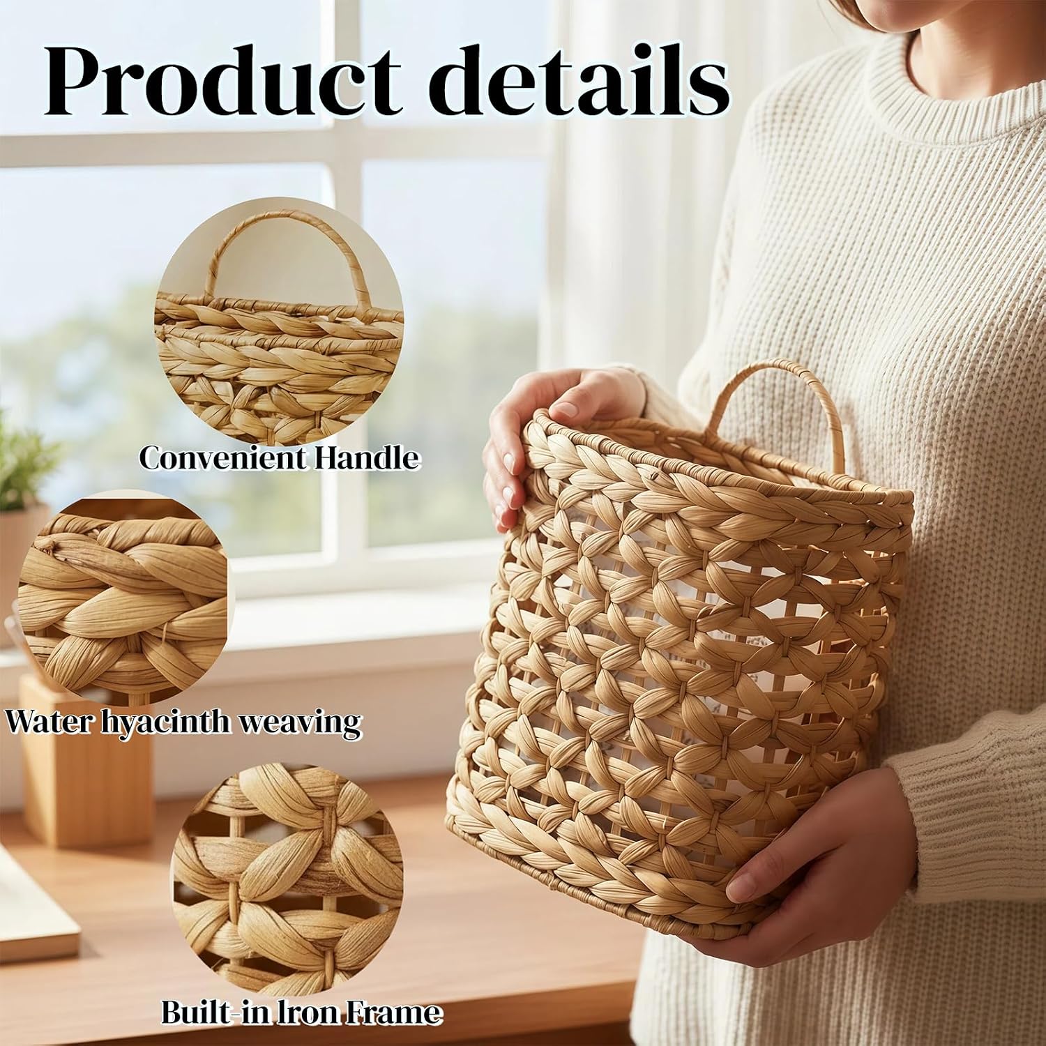 Wicker Wall Hanging Basket / Natural / Set of 2