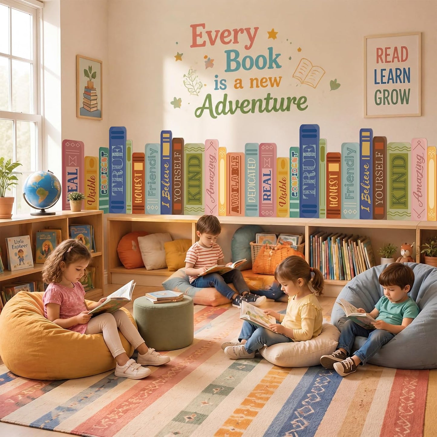 Boho Classroom Wall Decor Fabric Back to School Classroom Wall / Boho Color / Book / 9.8 ft