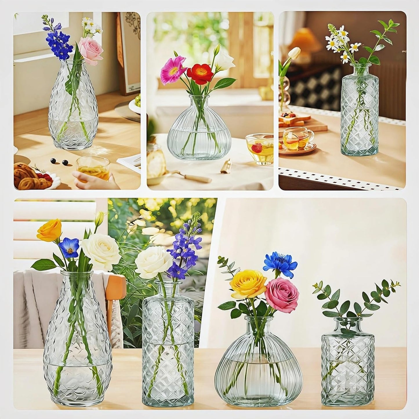 Glass Bud Vases / A / Clear / Set of 4