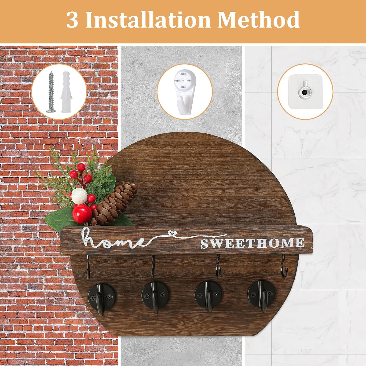 Key Holder / Key Holder Wall Mount / Brown