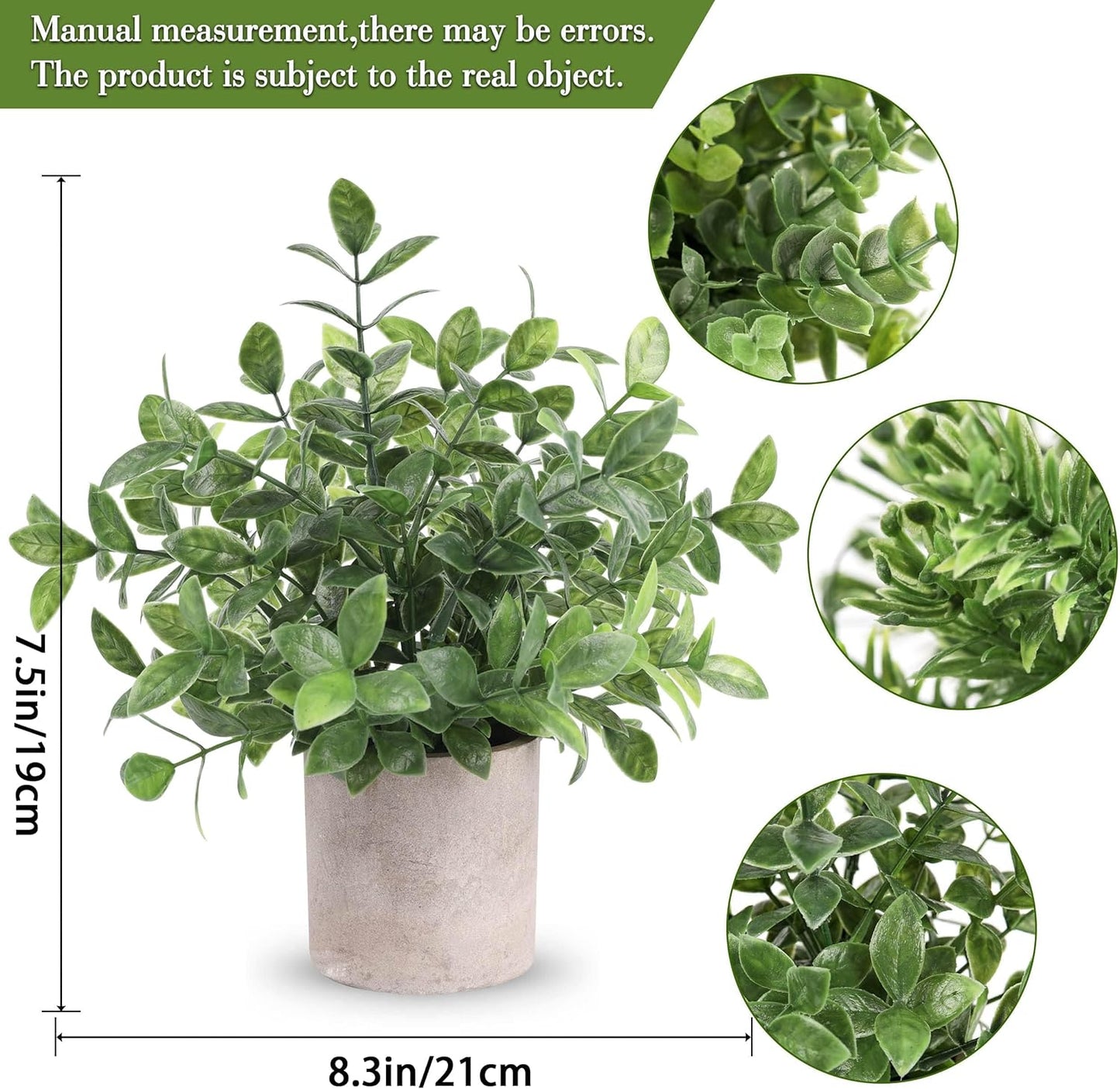 Mini Potted Fake Plants Artificial Plastic Eucalyptus Plants Topiaries / Green / Set of 3