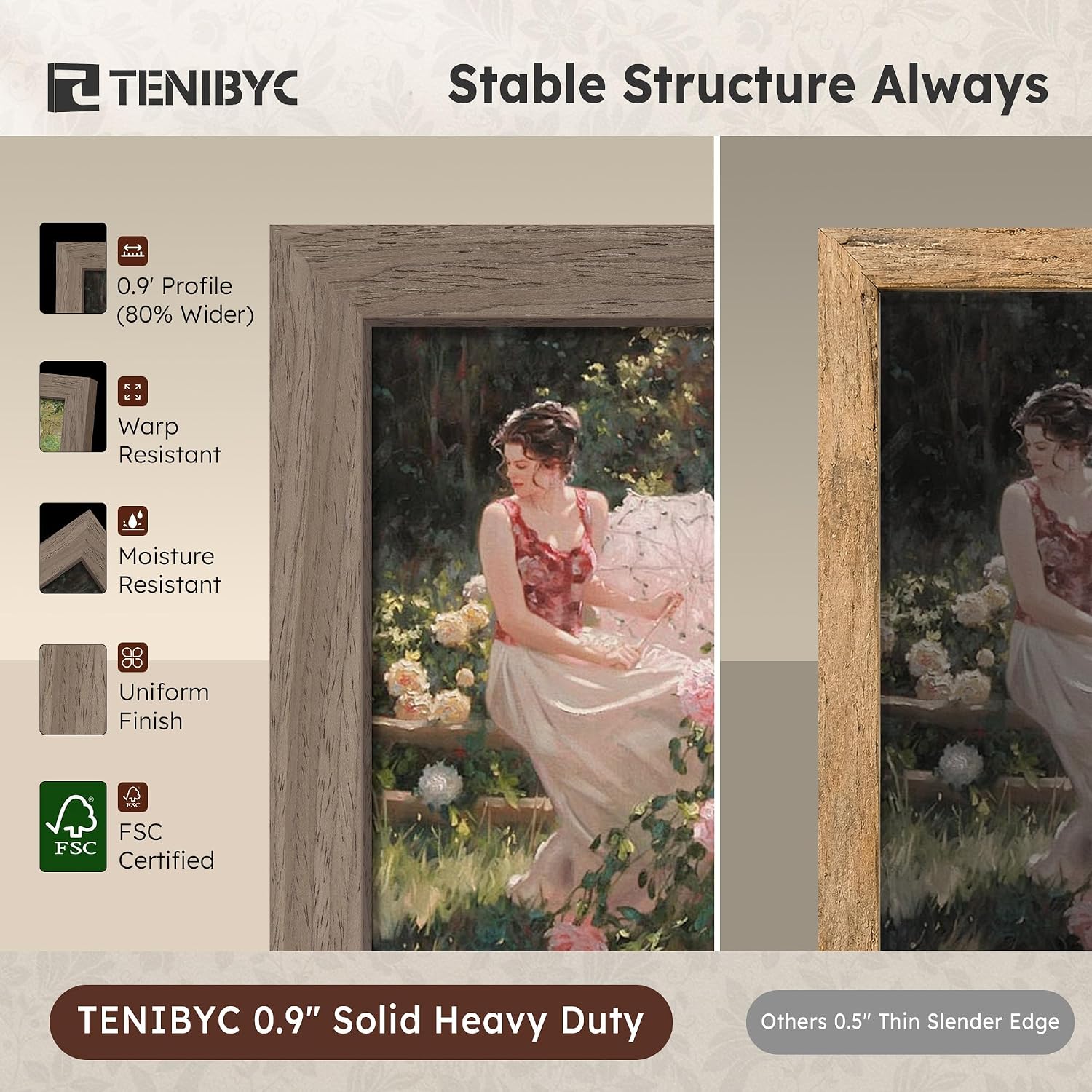 16x24 Picture Frame, Walnut Wood, 3 Pack, Wall for Photos | 1.2mm HD Plexiglass, Large Movie Poster Frame, Horizontal