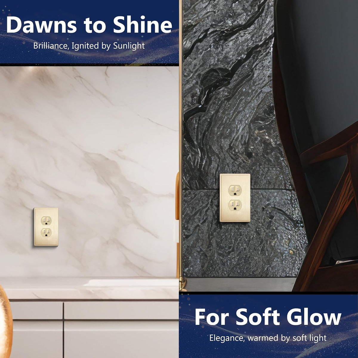 LIDER Modern Ogee Edge Screwless Wall Plate, Mid-Size 1-Gang Duplex Outlet Cover 4.88” x 3.11”, Contemporary Decor