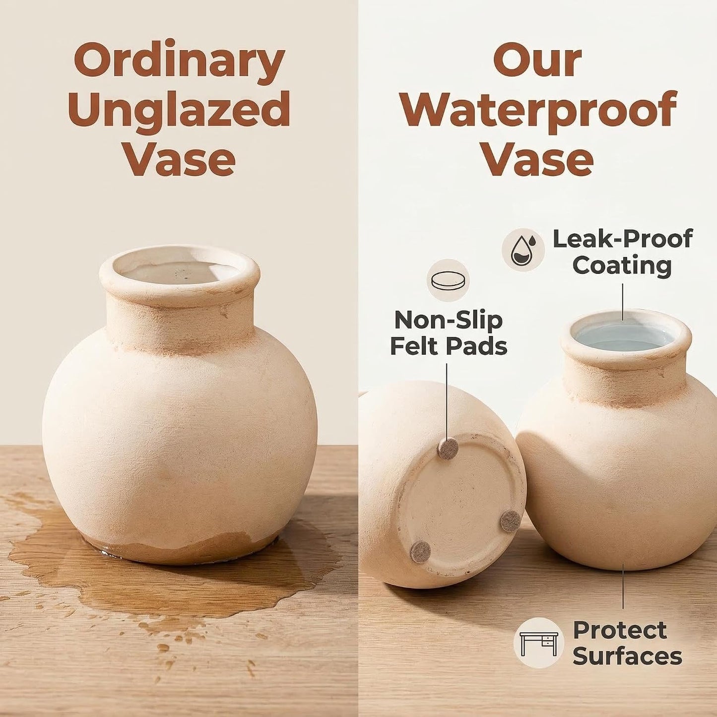 Rustic Farmhouse Vase / 102-rustic / White / 5.9 Inch