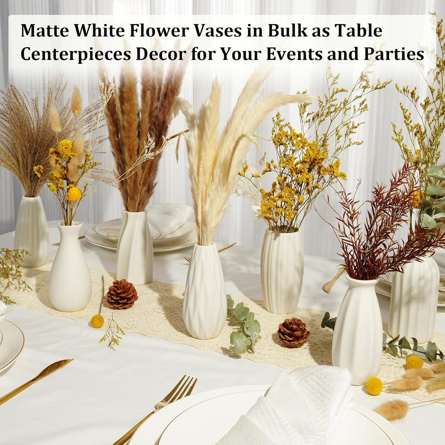 Ceramic Bud Vases / Small / White / Set of 24