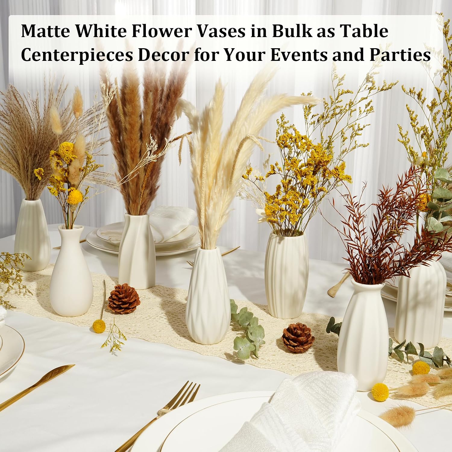 Ceramic Bud Vases / Small / White / Set of 24