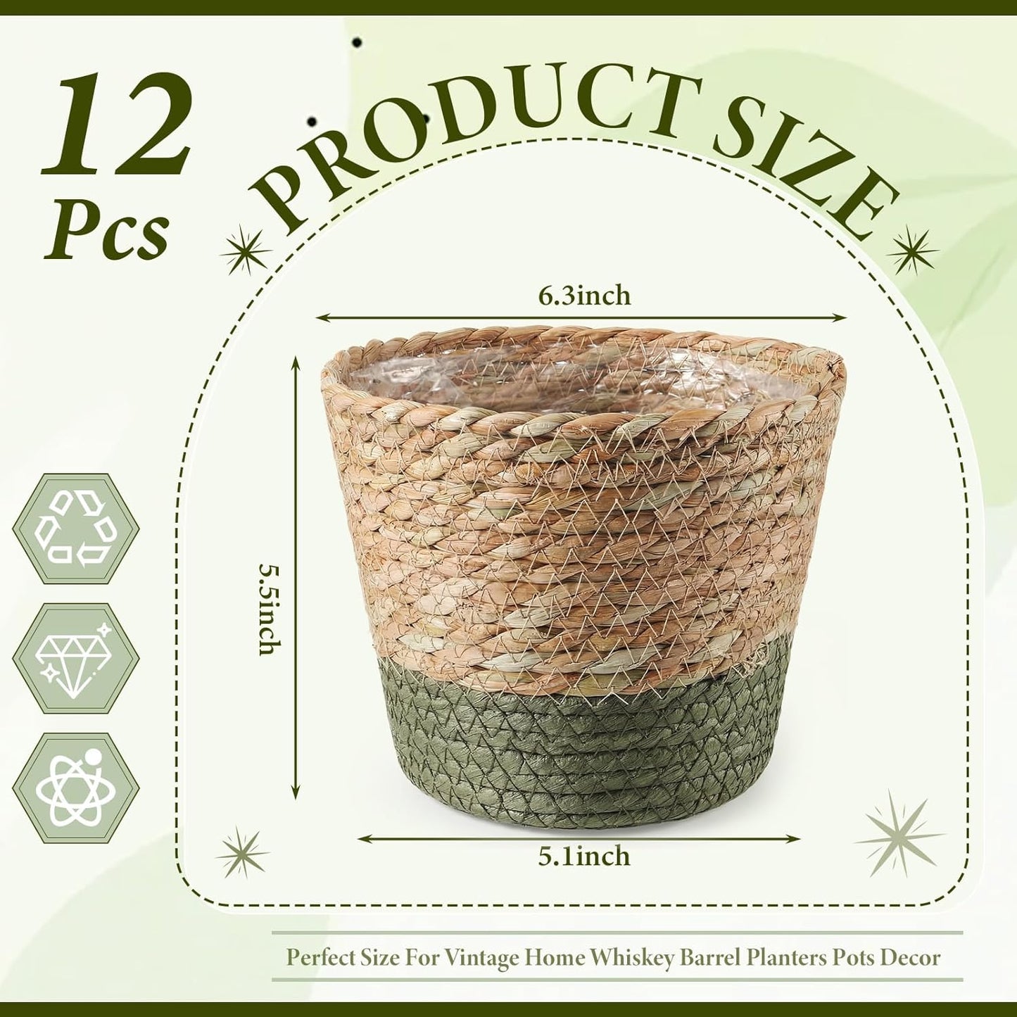 Wicker Plant Basket Bulk / Small / Farmhouse / Set of 12
