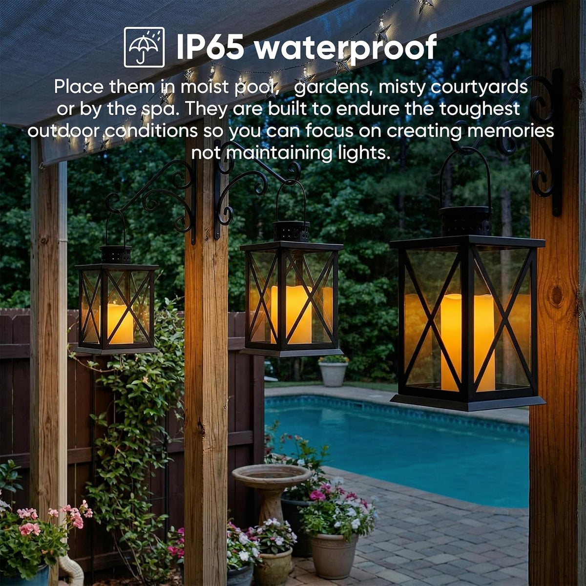5plots Outdoor Waterproof Flameless Candles, LED Pillars Set of 9 Ivory | Ivory candles in 3"x4"5"6" sizes, battery