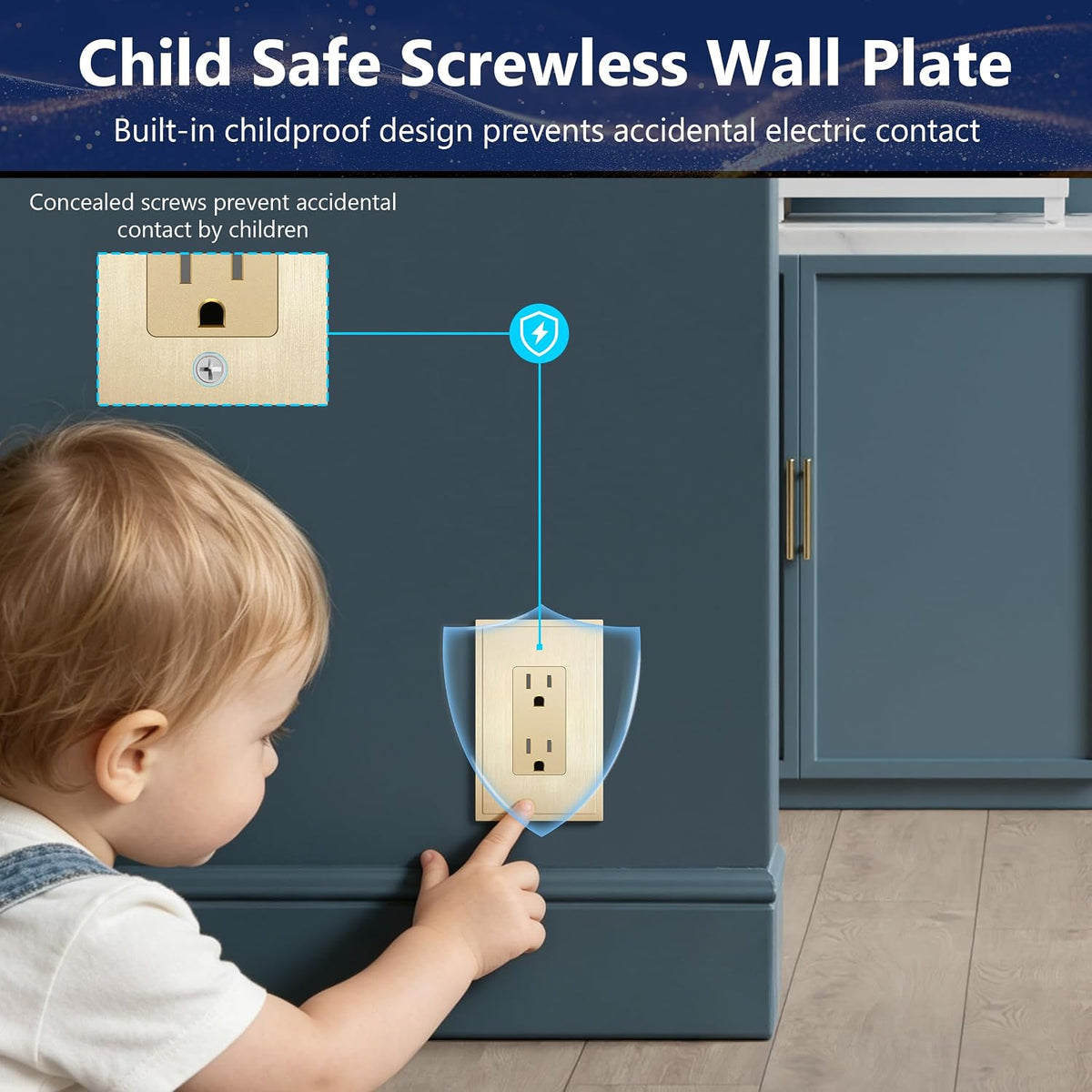 LIDER Modern Ogee Edge Screwless Wall Plate, Mid-Size 1-Gang Decorator Cover 4.88” x 3.11”, Contemporary Decor Style