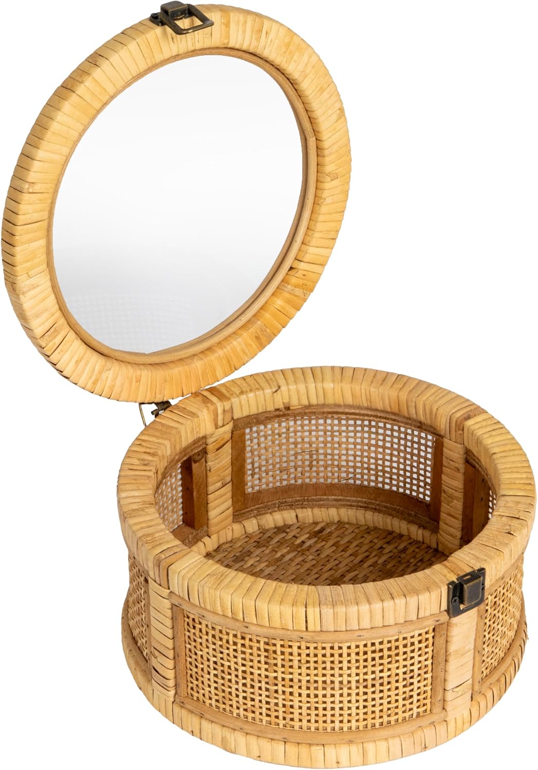 Rattan and Bamboo Nestable Round Storage / Natural / Set of 2