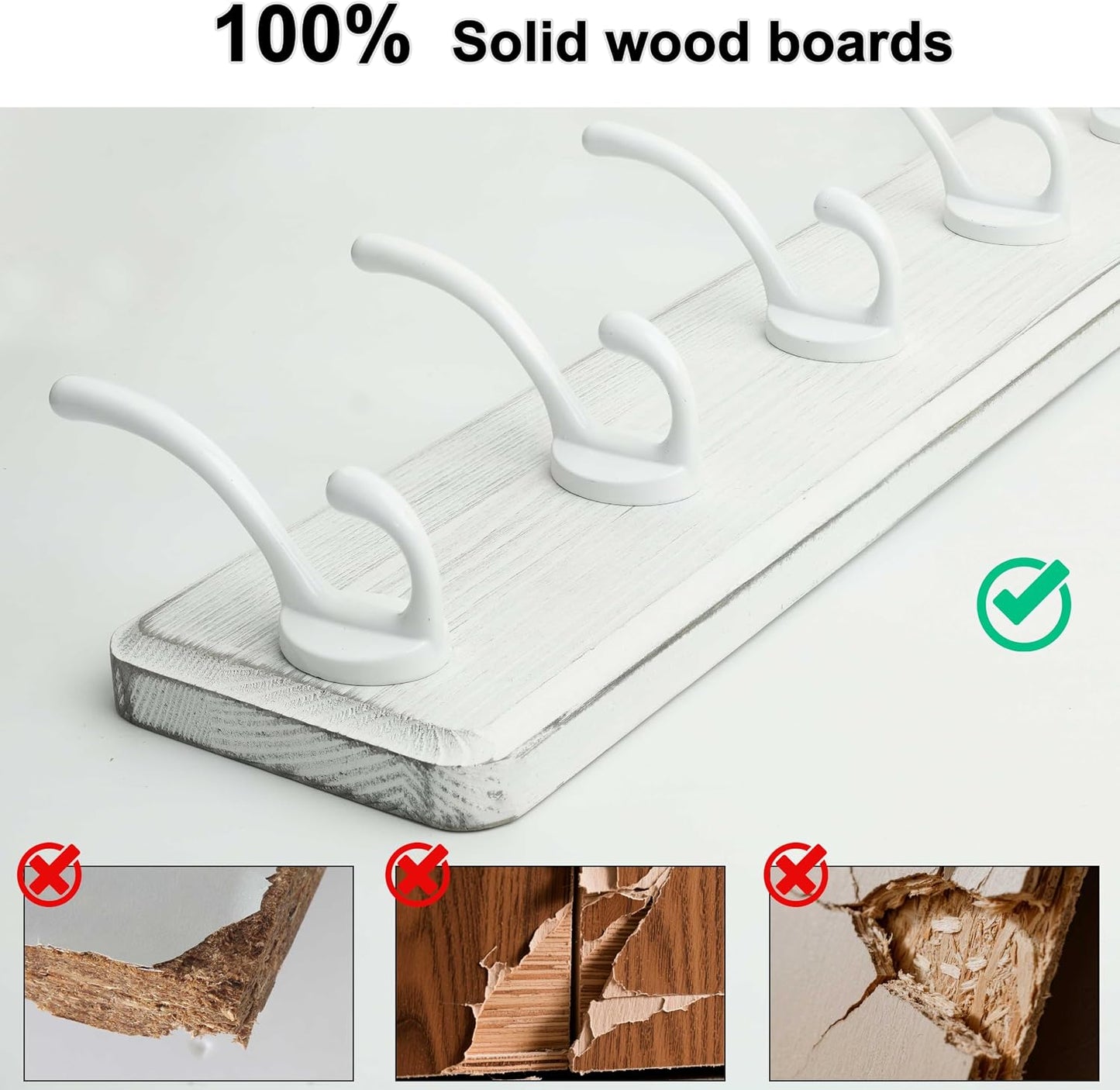 WEBI Coat Rack Wall Mount,Coat Hooks Wall Mounted,16" Hole to Hole,Large Coat Hanger Wall Hook Rack,5 Hooks for Hanging