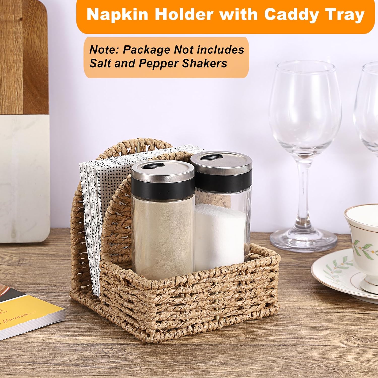 Wicker Napkin Holders / Paper Rope / 5.7 x 5.7 x 5.5