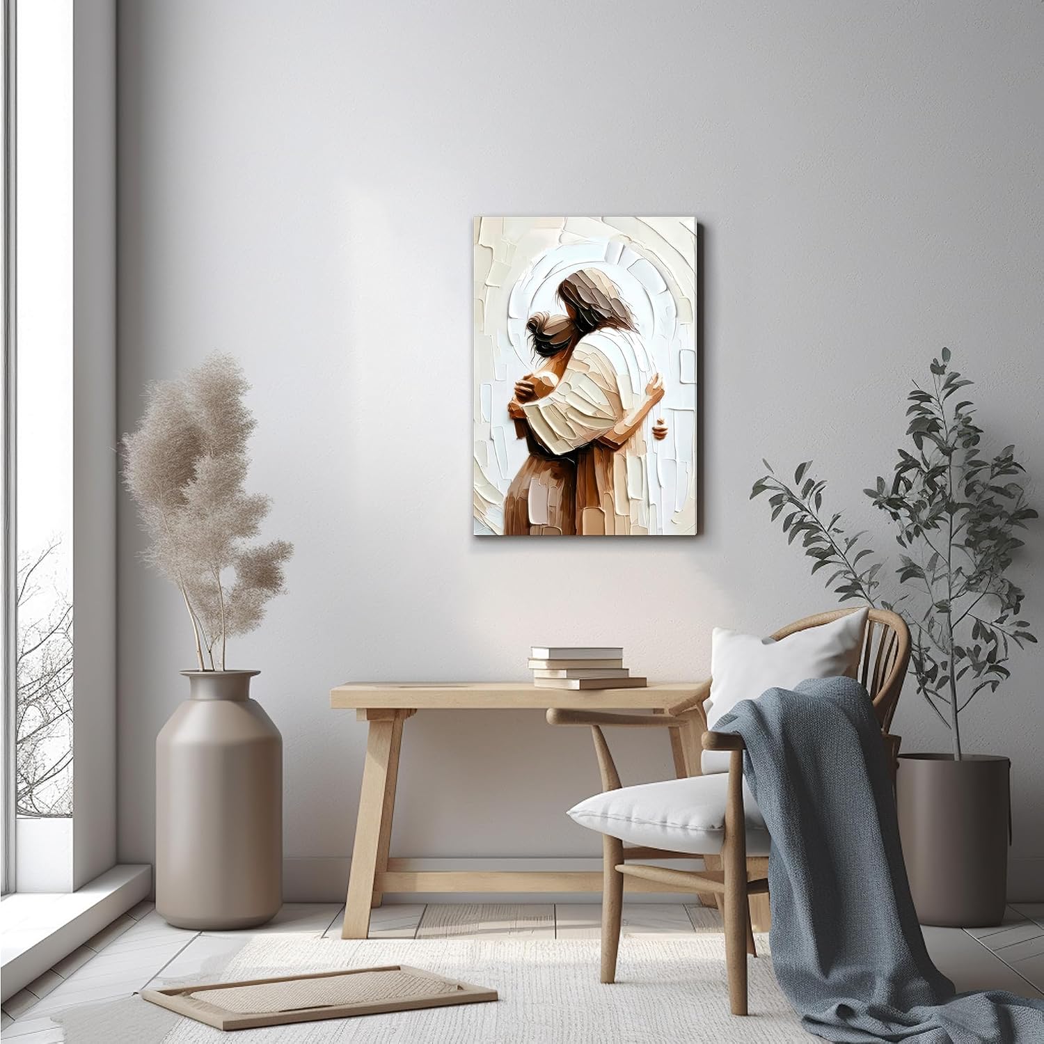 Jesus Embracing Woman Canvas Wall Art / 16"L x 12"W / Jesus Hug