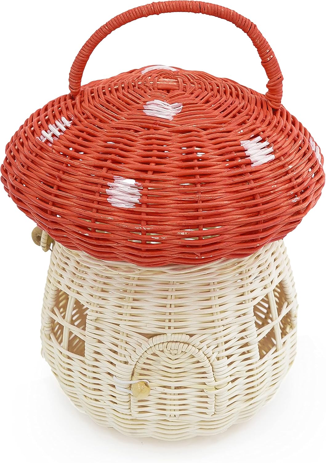 lid Shelves- Rattan Mushroom Newborn Photography Props in Tent / Red / Medium