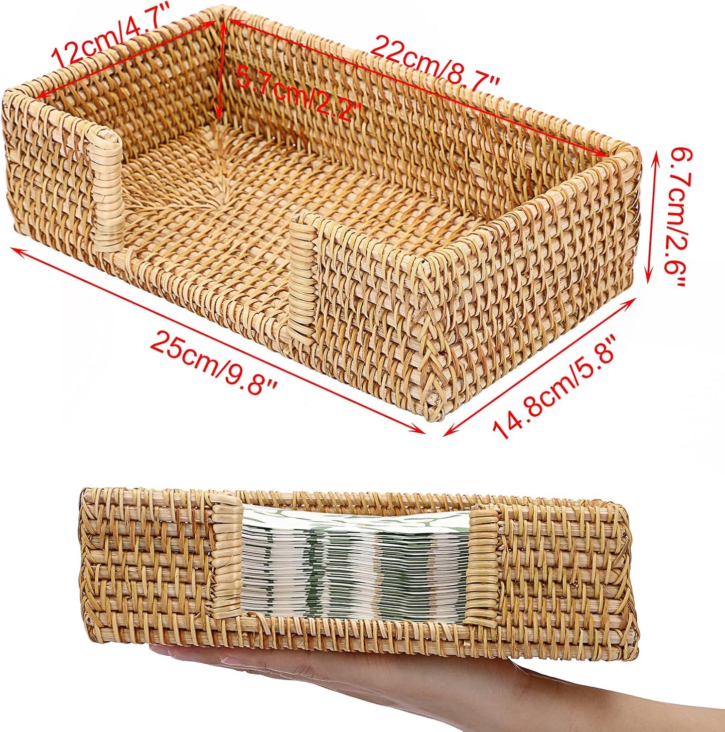 Napkin Holder Rattan Guest Towel Holder Tray / Honey Brown / 9.4 x 5.5 / Inch/ Guest Towel