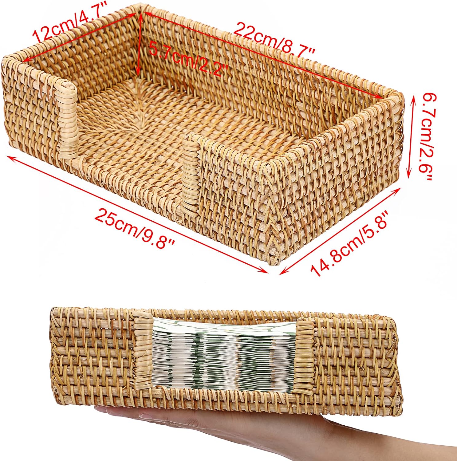 Napkin Holder Rattan Guest Towel Holder Tray / Honey Brown / 9.4 x 5.5 / Inch/ Guest Towel