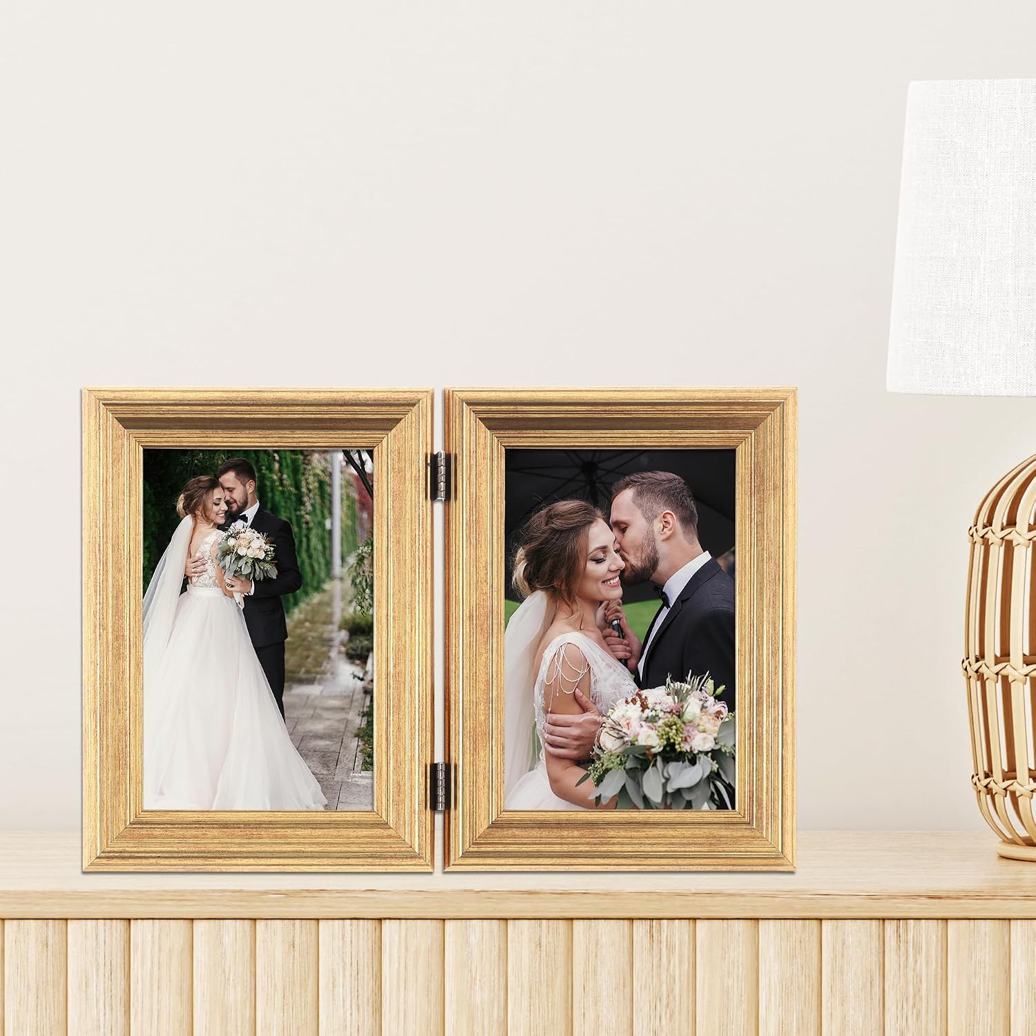 Lawrence Frames 4x6 Hinged Double Sutter Burnished Gold Picture Frame