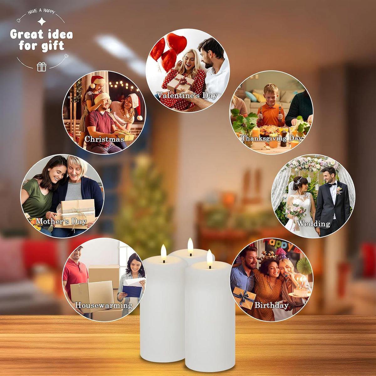 Flameless Candles Battery Operated with Remote and 2/4/6/8 H Timer, 6pcs Flickering Fake Electric Candles for Festival