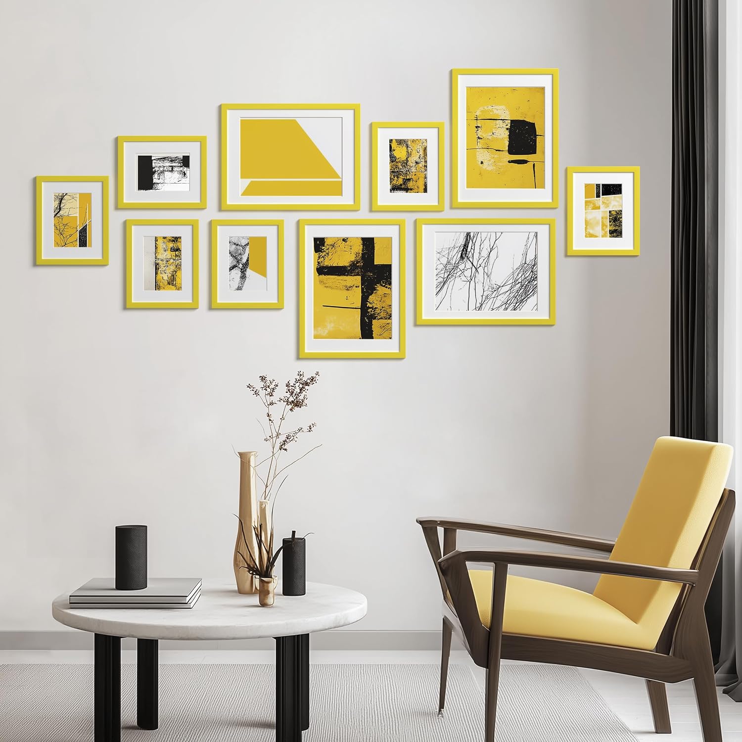 eletecpro 8x10 Picture Frames, Acrylic Cover, Yellow, Set of 10 | Display Photo 5x7 with Mat or 8x10 without