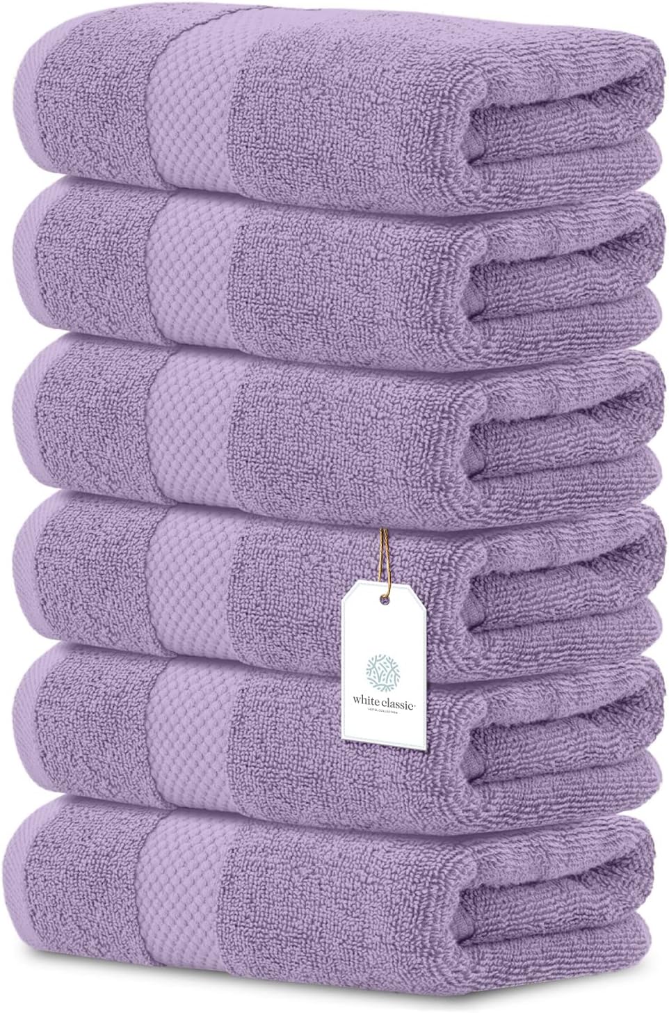 White Classic Luxury Lavender Hand Towels - Soft 100% Turkish Cotton | Highly Absorbent Hotel spa Bathroom Towel