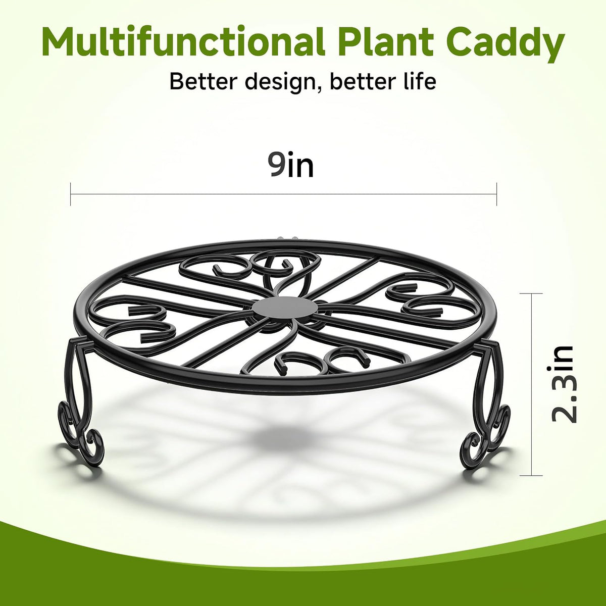 NSYOOMH 3-Pack Sturdy Plant Stands for Outdoor & Indoor Use, Heavy Duty Rustproof Metal Pot Stand Holder, Single Short