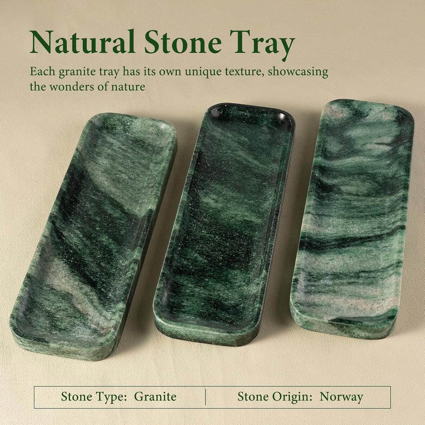 Marble Tray / Stone Vanity Tray / 12 x 4 / Verde Lapponia / Natural