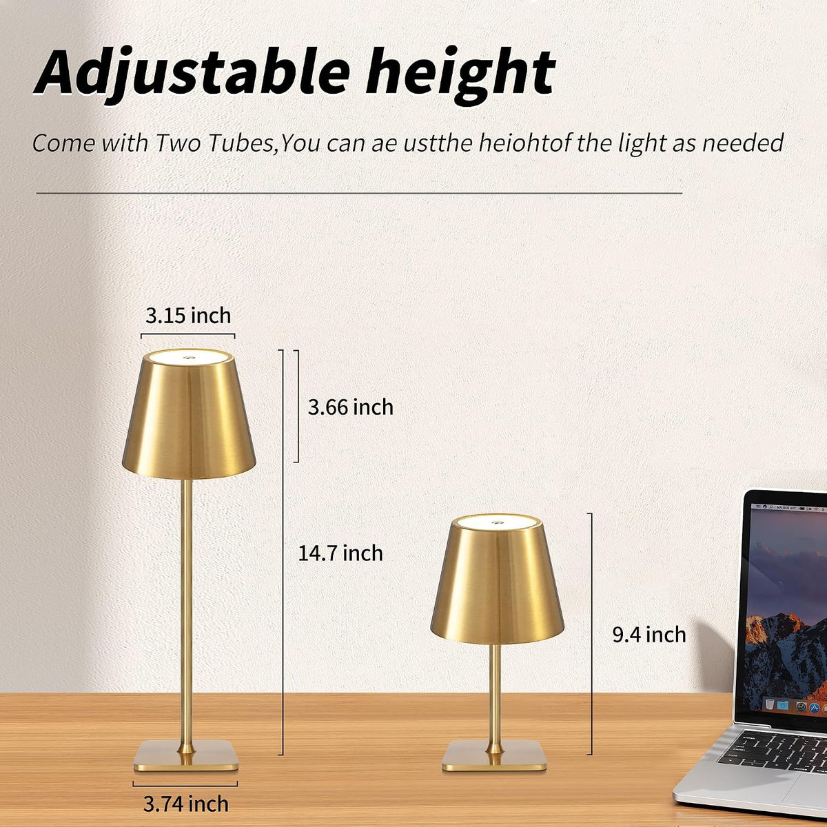 Mr. White Outdoor Waterproof Cordless Wireless Rechargeable Portable Top Touch Battery Operated Powered LED Table Lamp