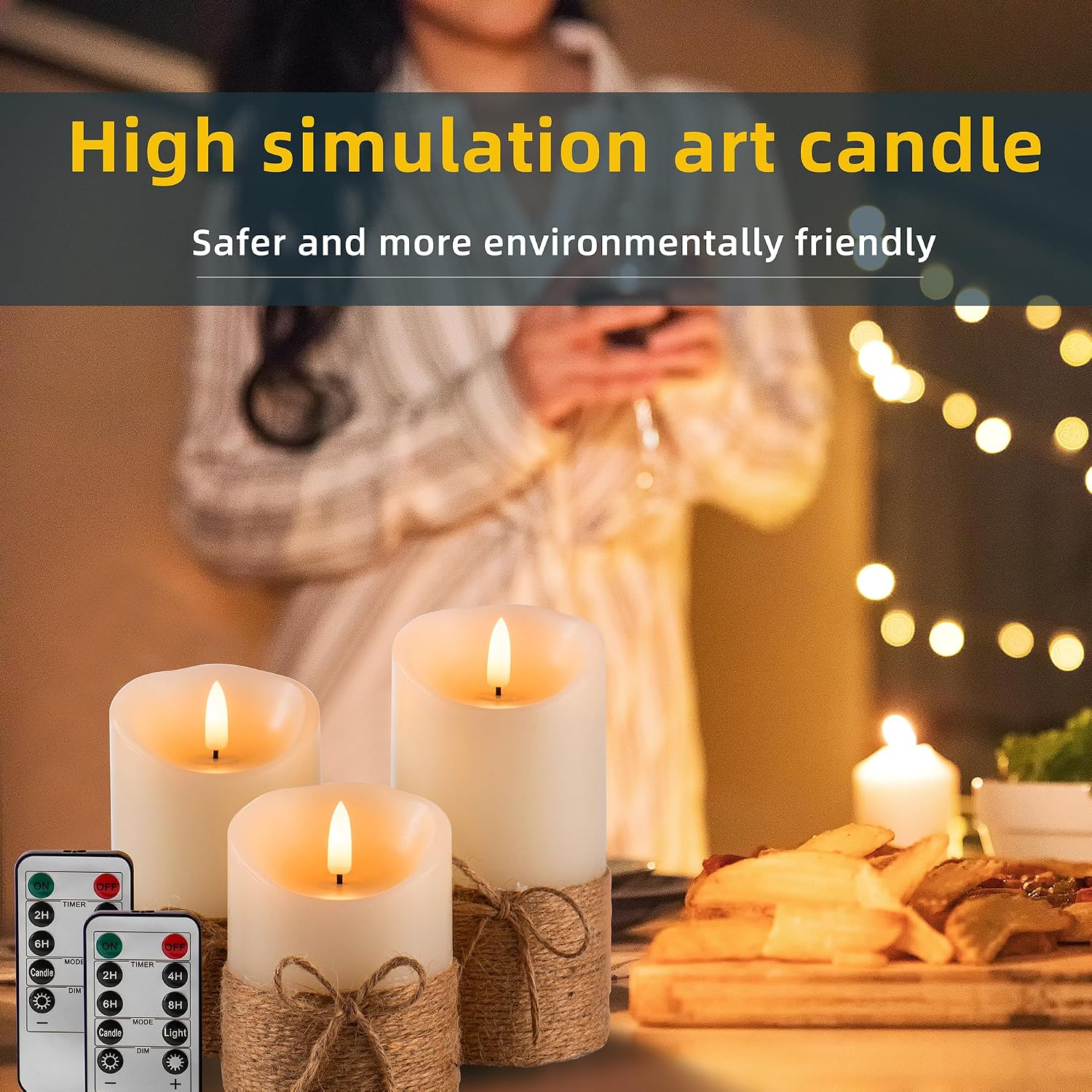 AKU TONPA Flameless Candles Battery Operated Pillar Real Wax Electric LED Candle Gift Set with Remote Control and