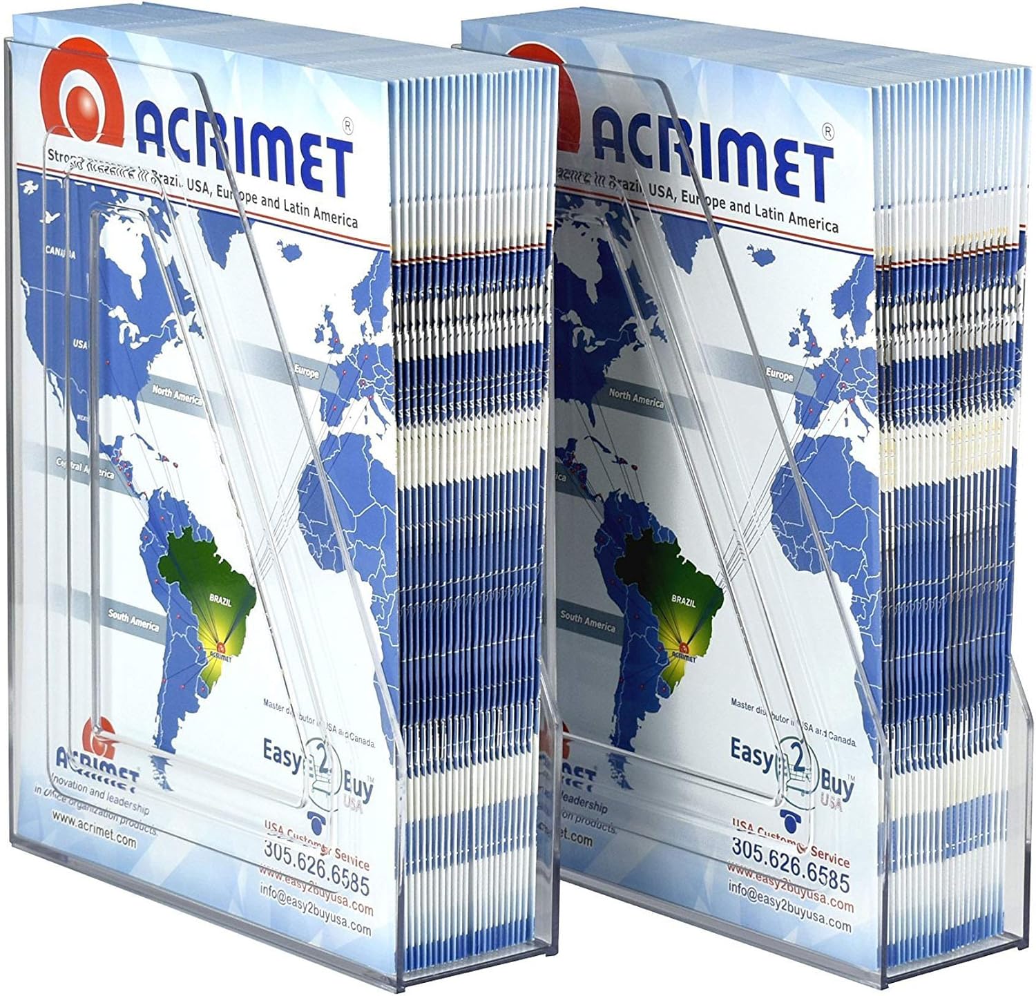 Acrimet Magazine File Holder, Vertical Desk Organizer, Clear, 2 Pack | Durable Plastic, Office & Home Use, Rack Design