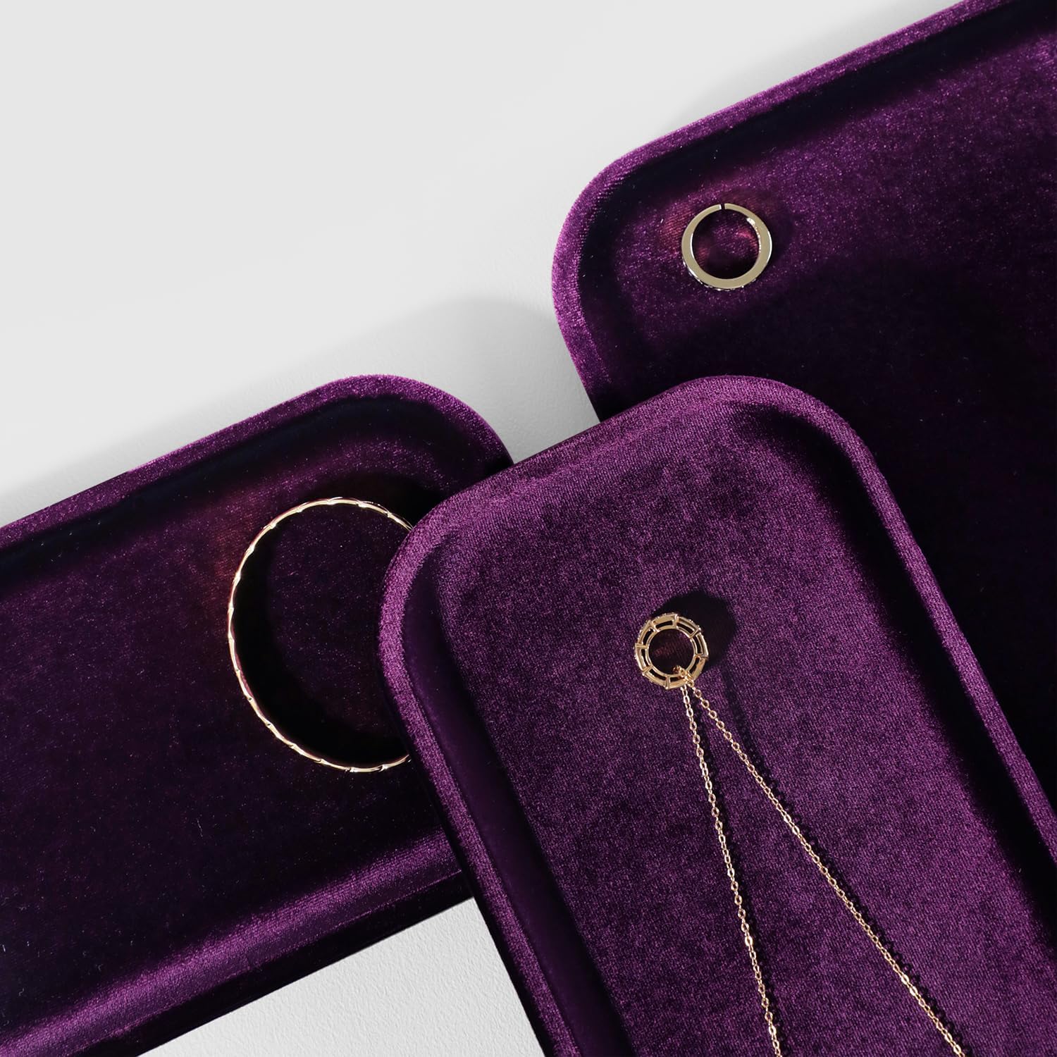 Resilient Velvet Jewelry Display Tray for Ring Earrings Bracelet Necklace / Purple / 7.9 x 4.7