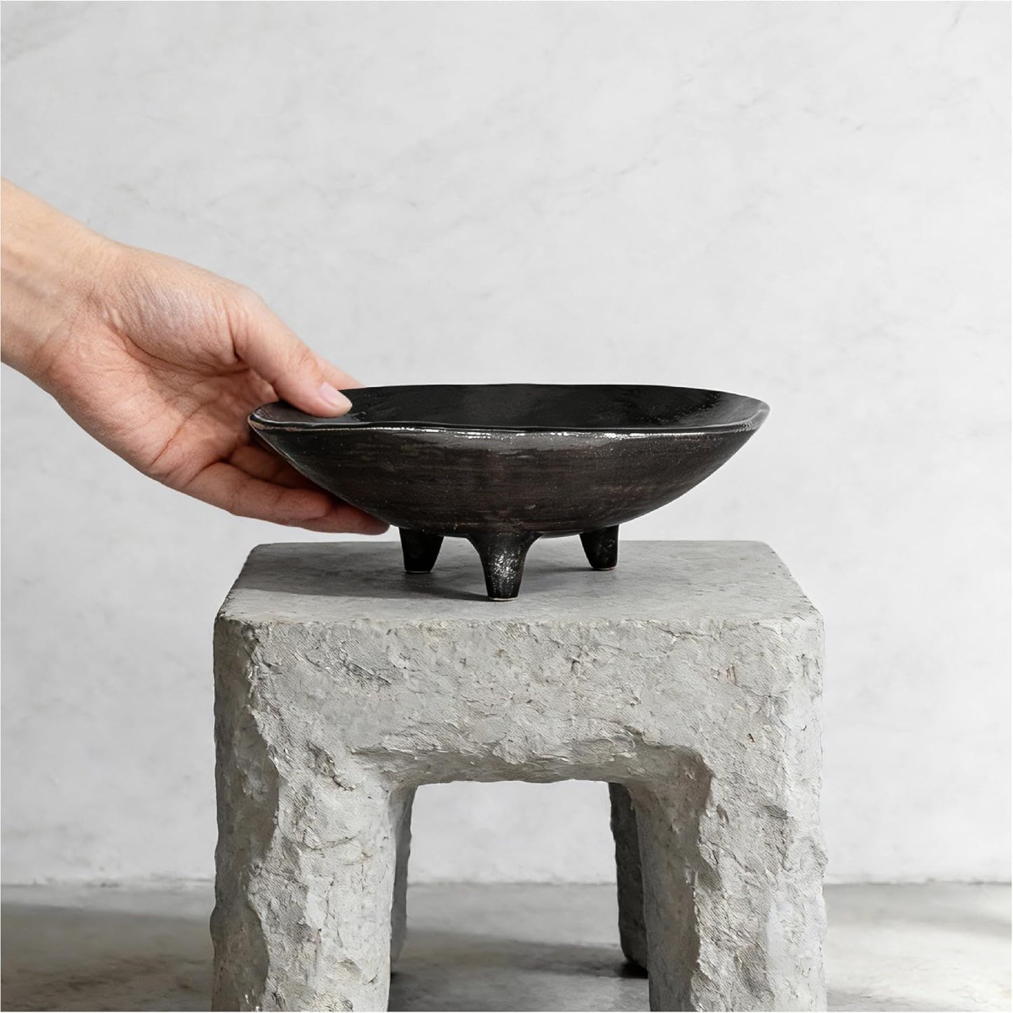 Small Wabi-Sabi Ceramic Bowl / Black / 6 Inch