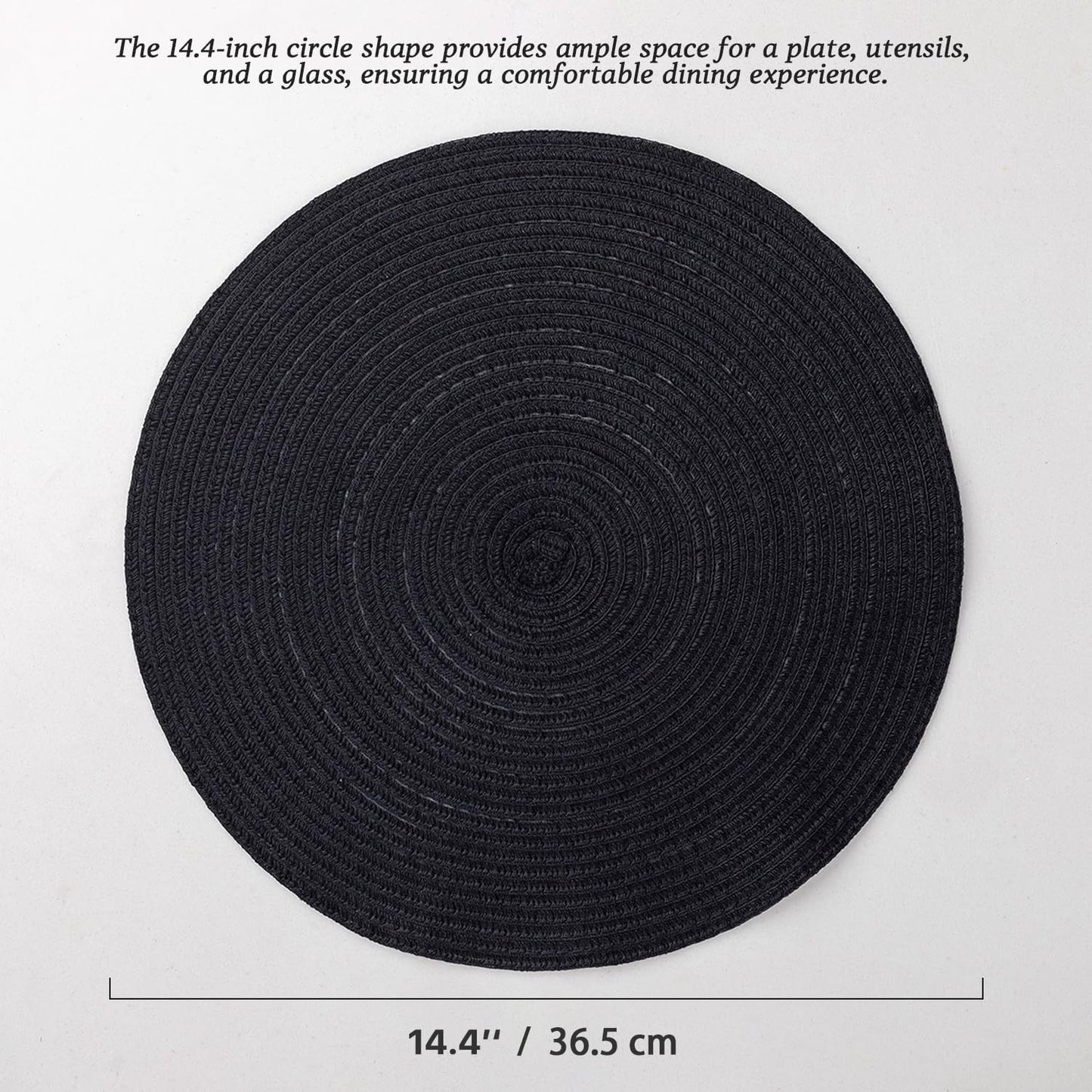 BARoyal Round Placemats Set of 12 Woven Placemats Washable Braided Table Mats for Dining Table Heat Resistant Non-Slip