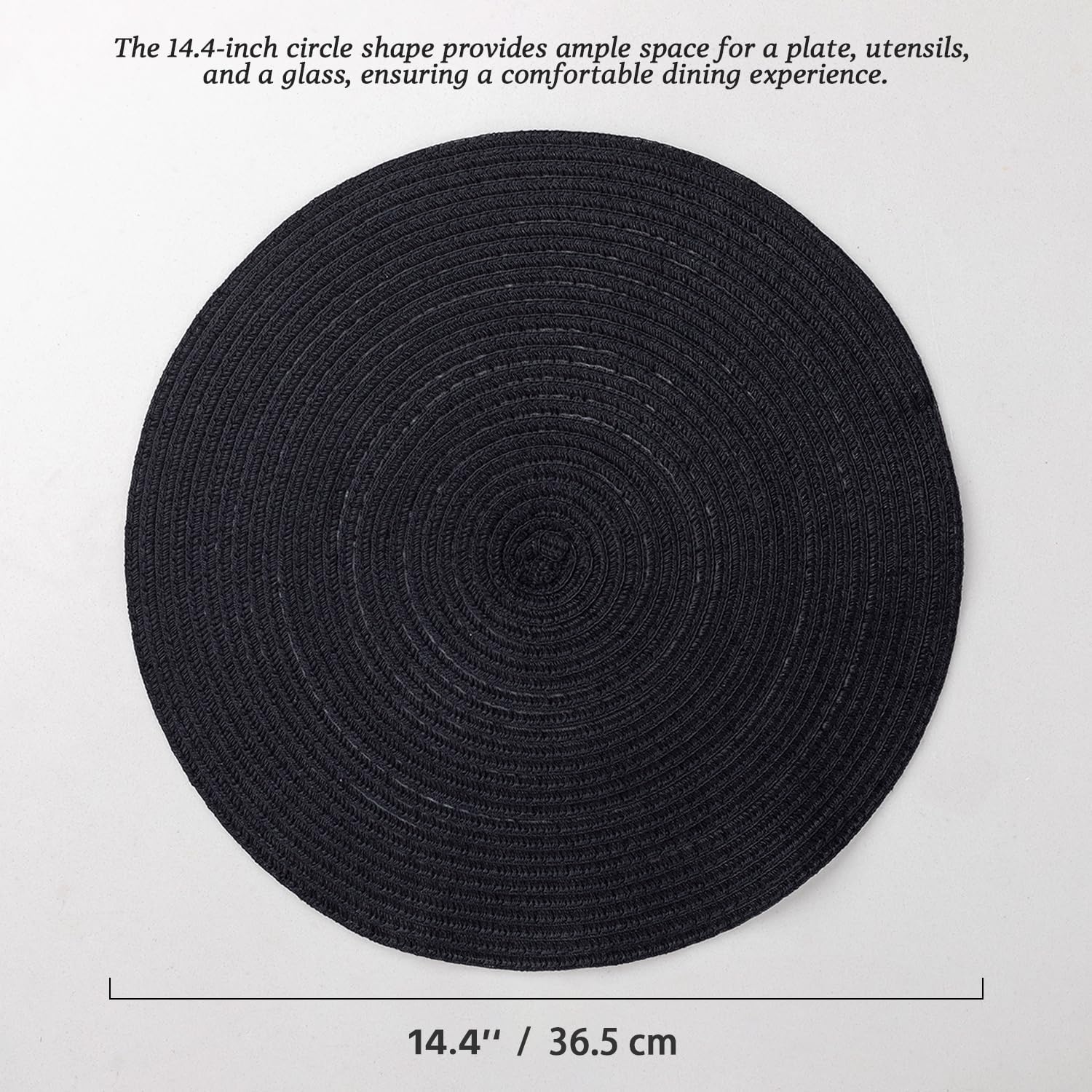 BARoyal Round Placemats Set of 12 Woven Placemats Washable Braided Table Mats for Dining Table Heat Resistant Non-Slip