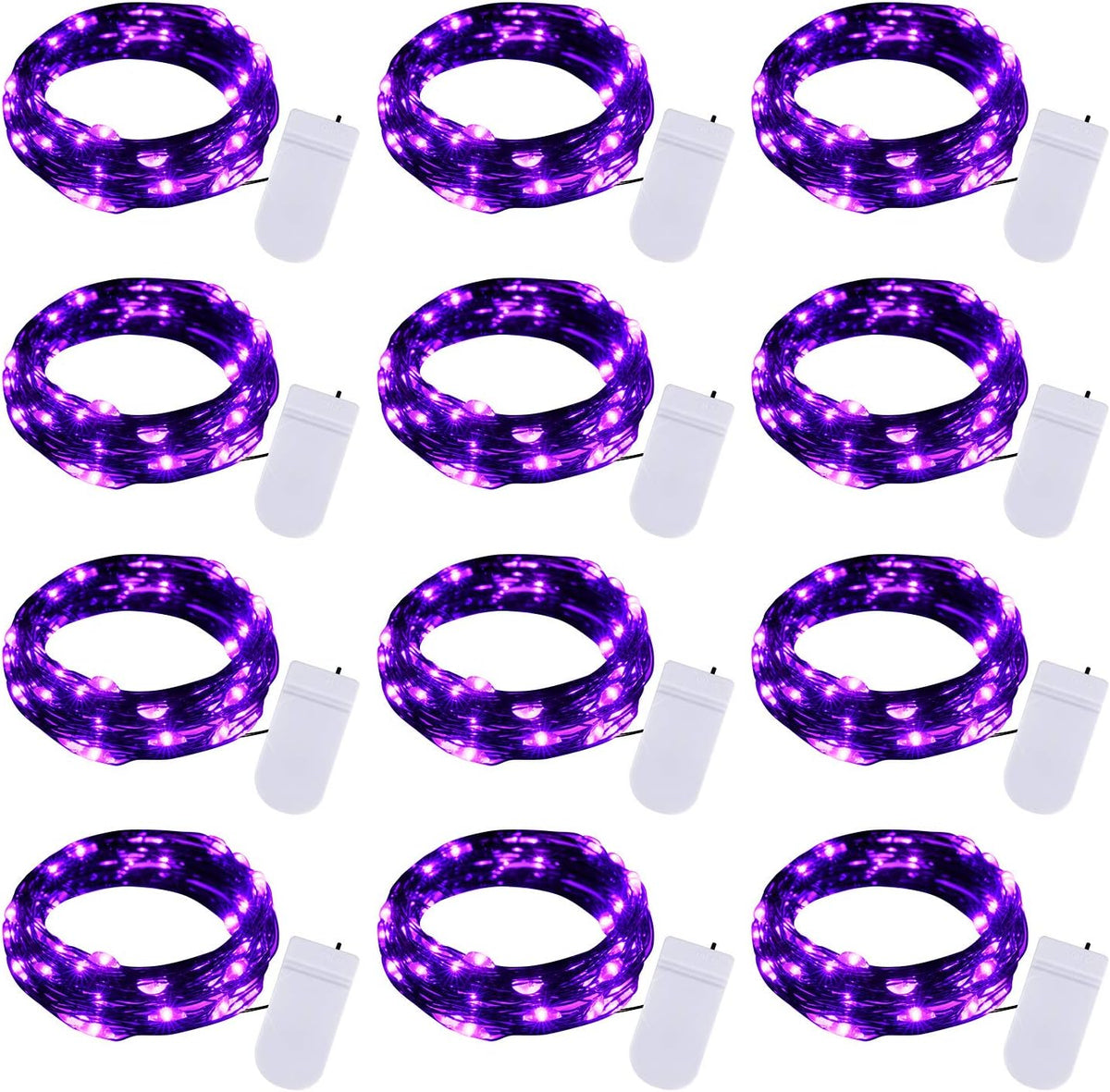 Brightown 12 Pack Purple Fairy Lights Battery Operated for Halloween Decor