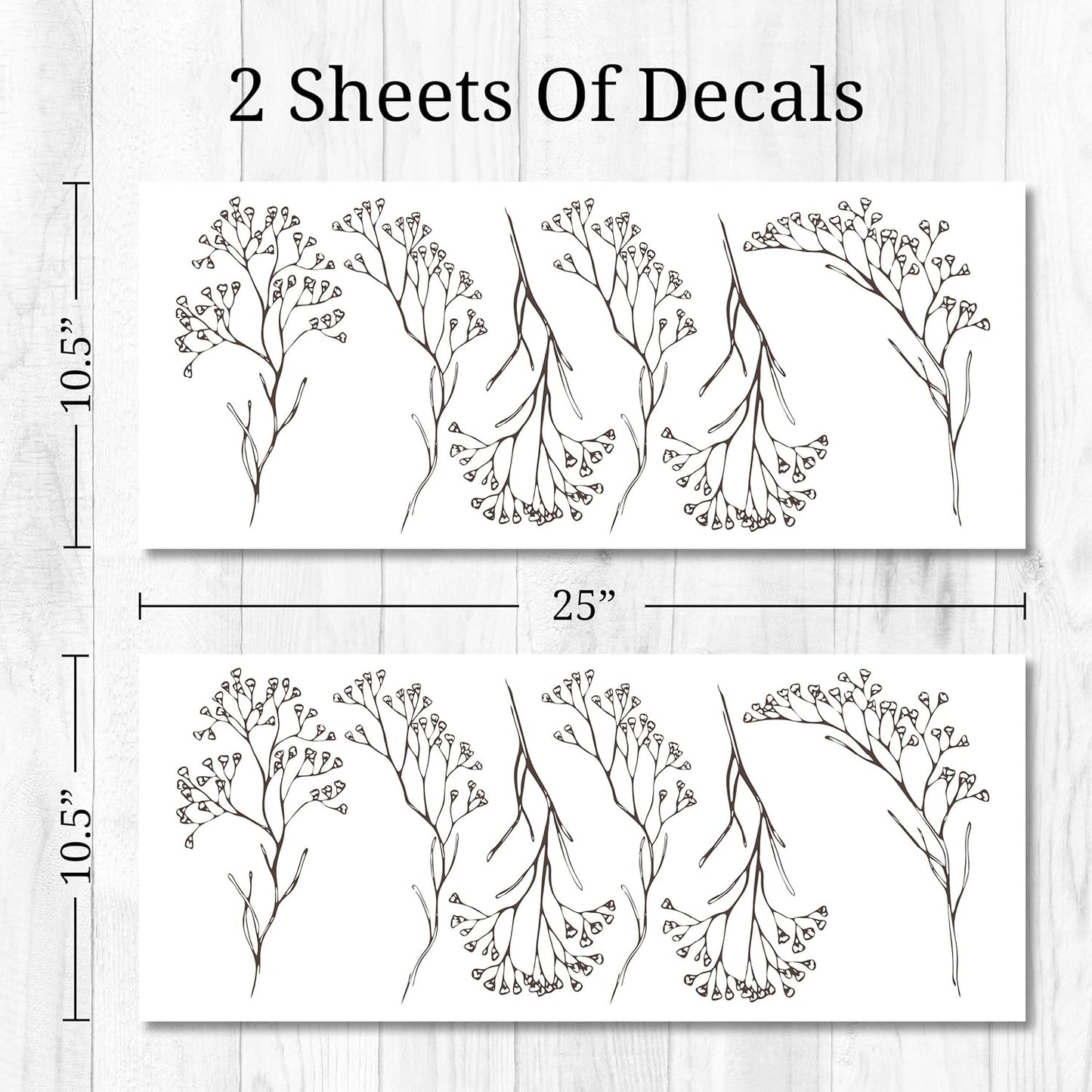 Floral Wall Decals / Floral Stems / Brown / Set of 12