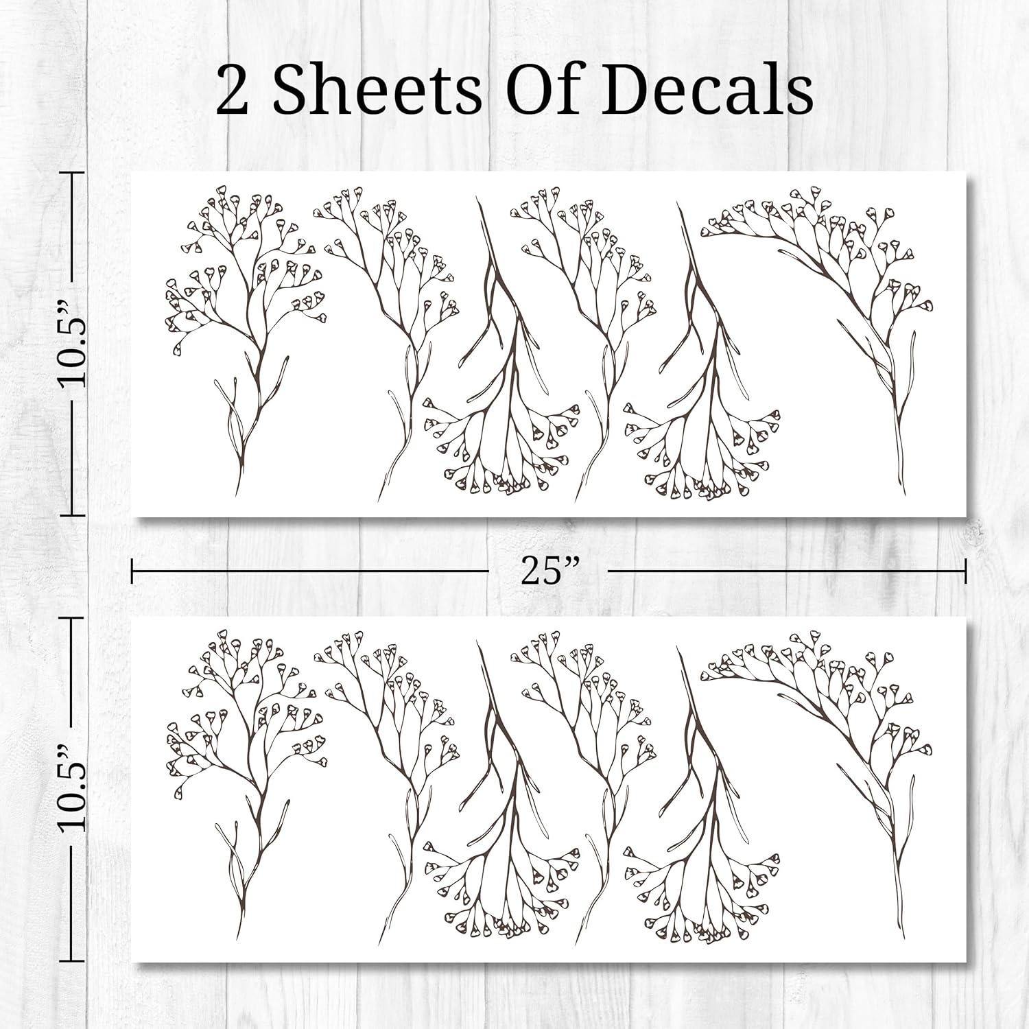 Floral Wall Decals / Floral Stems / Brown / Set of 12