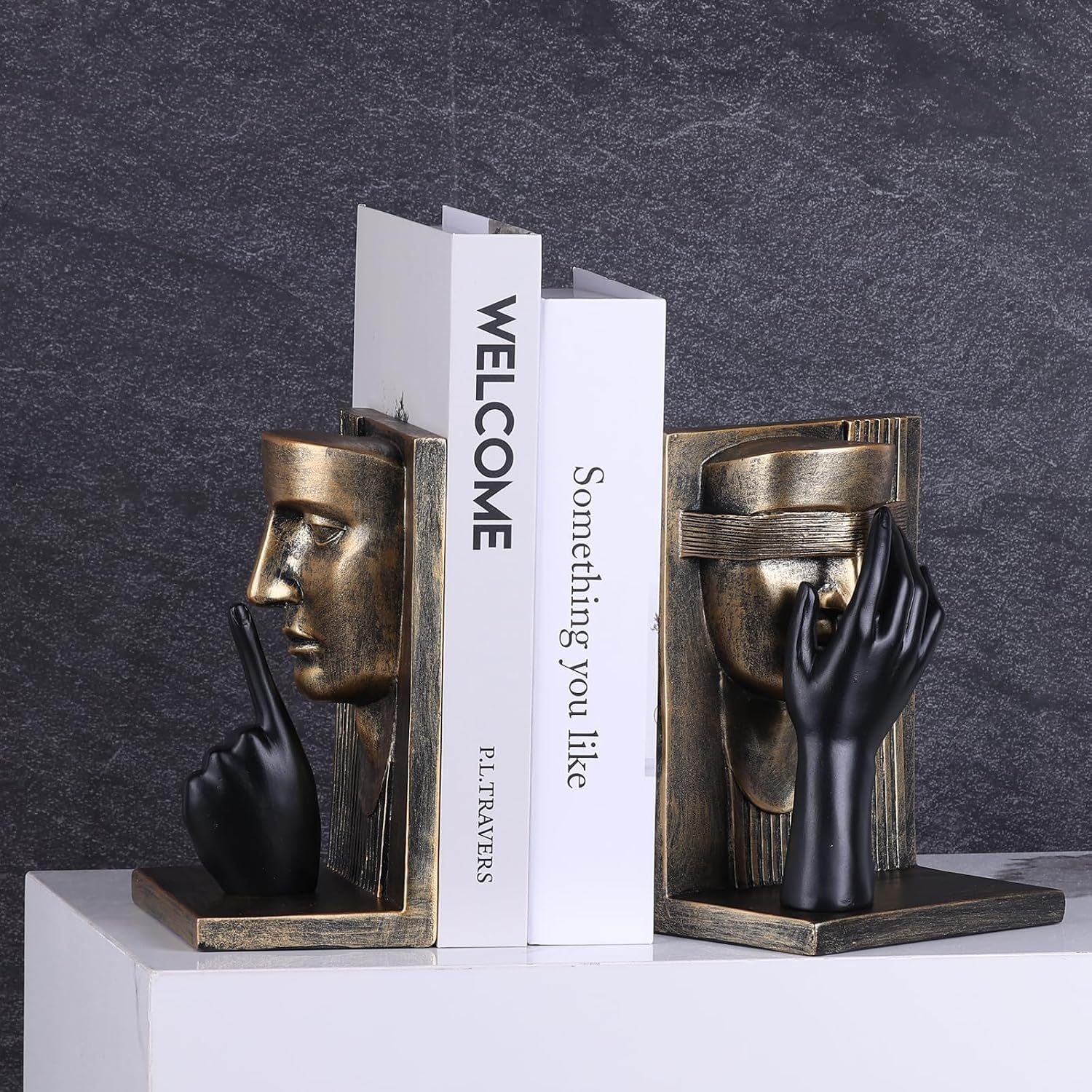 Modern Abstract Art Bookends / Bronze