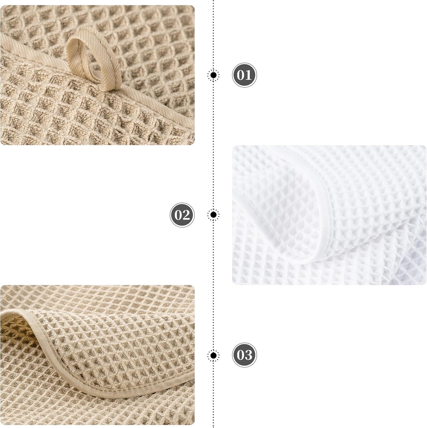 POLYTE 430 GSM Poly Blend Microfiber Quick Dry Waffle Bath Towel Set of 6 | 2-Body Towels, 2-Hand Towels, 2-Wash