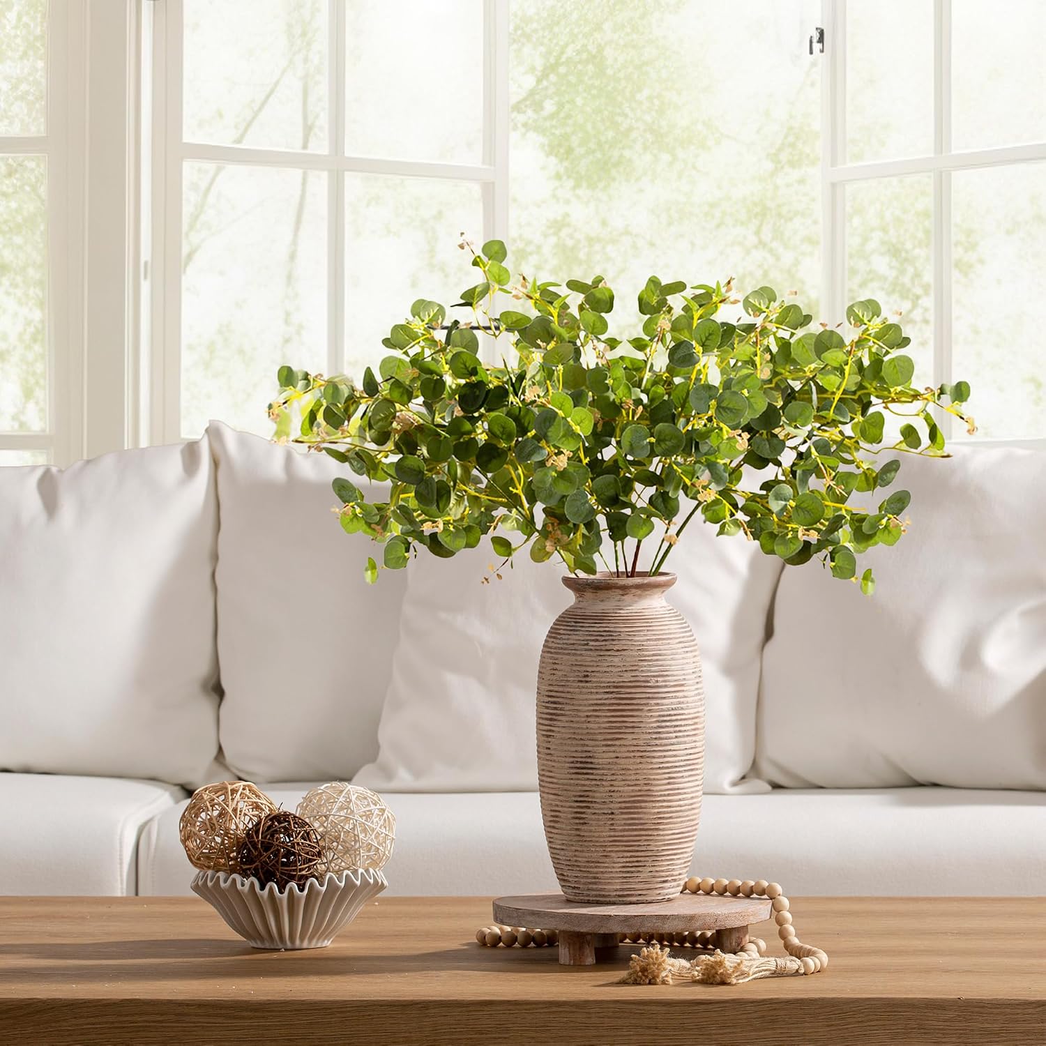 Ceramic Rustic Flower Vase / 12.5" H - Rustic