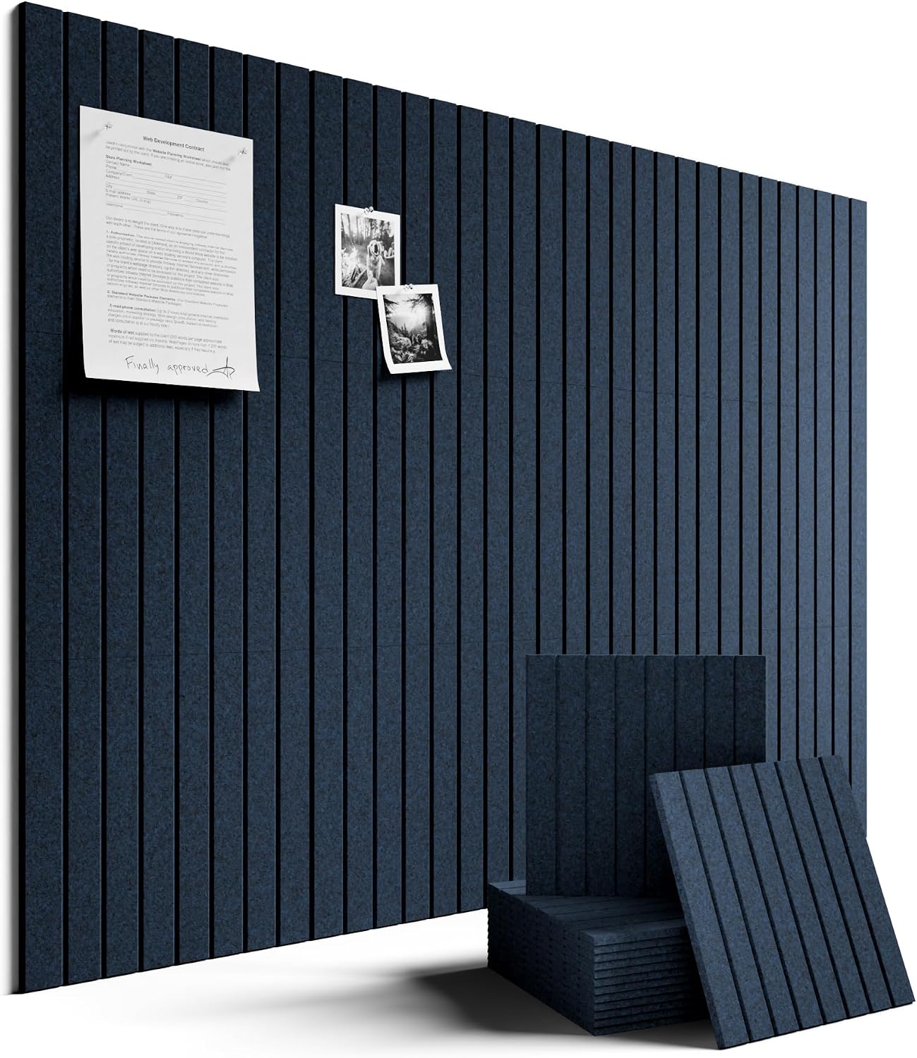 Fluxynara 48" x 36" Large Felt Bulletin Board, Carbon Blue