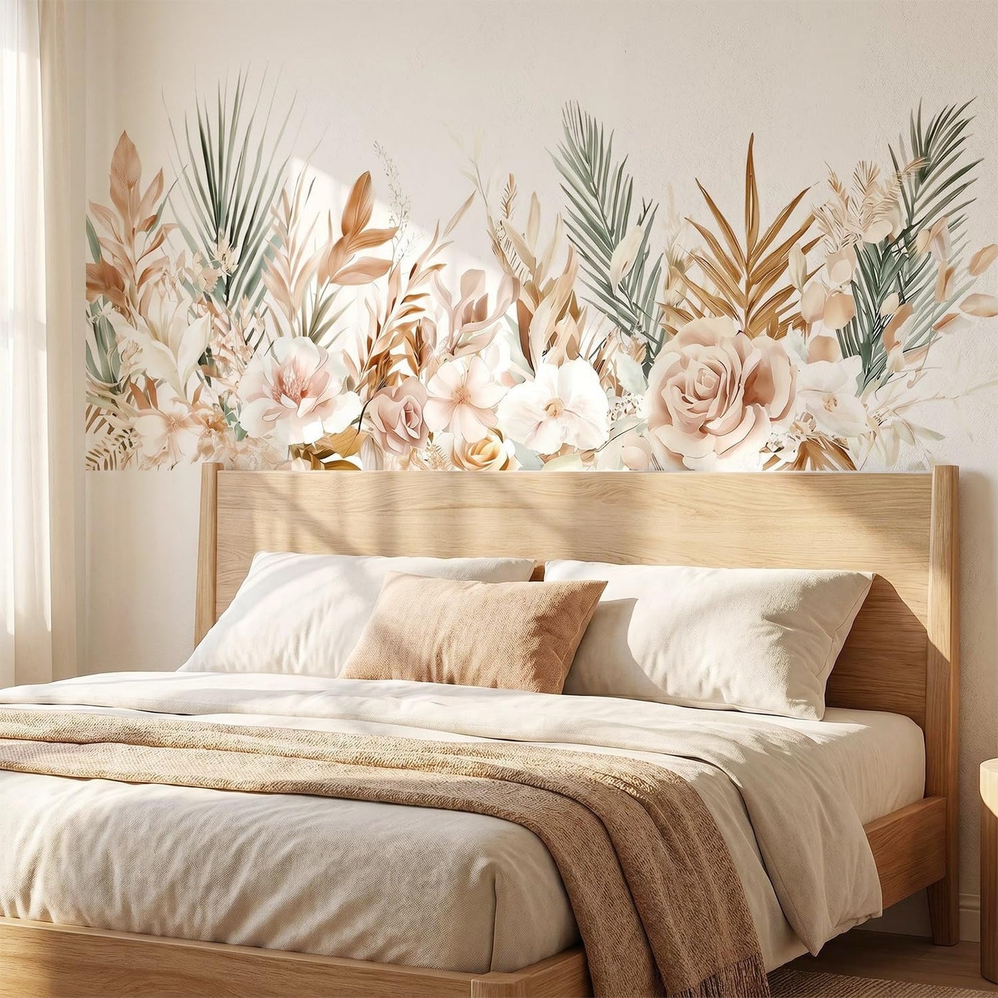 Boho Floral Flowers Wall Decals Peel and Stick / Boho, Modern, Contemporary, Minimalist, Farmhouse