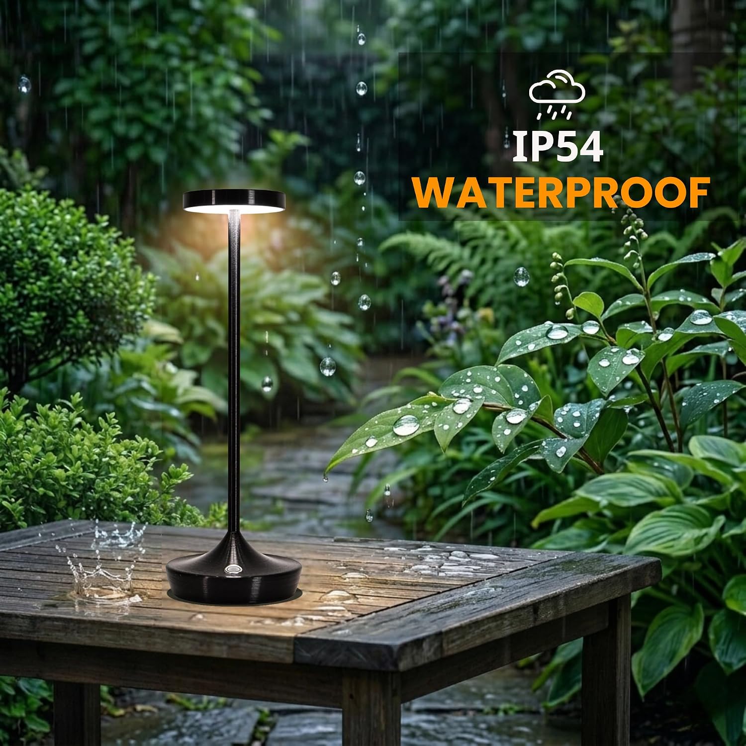 Cordless LED Table Lamps, Rechargeable 6000mAh, 72H Runtime, Waterproof | Stepless Touch Dimming with 3 Color Modes &