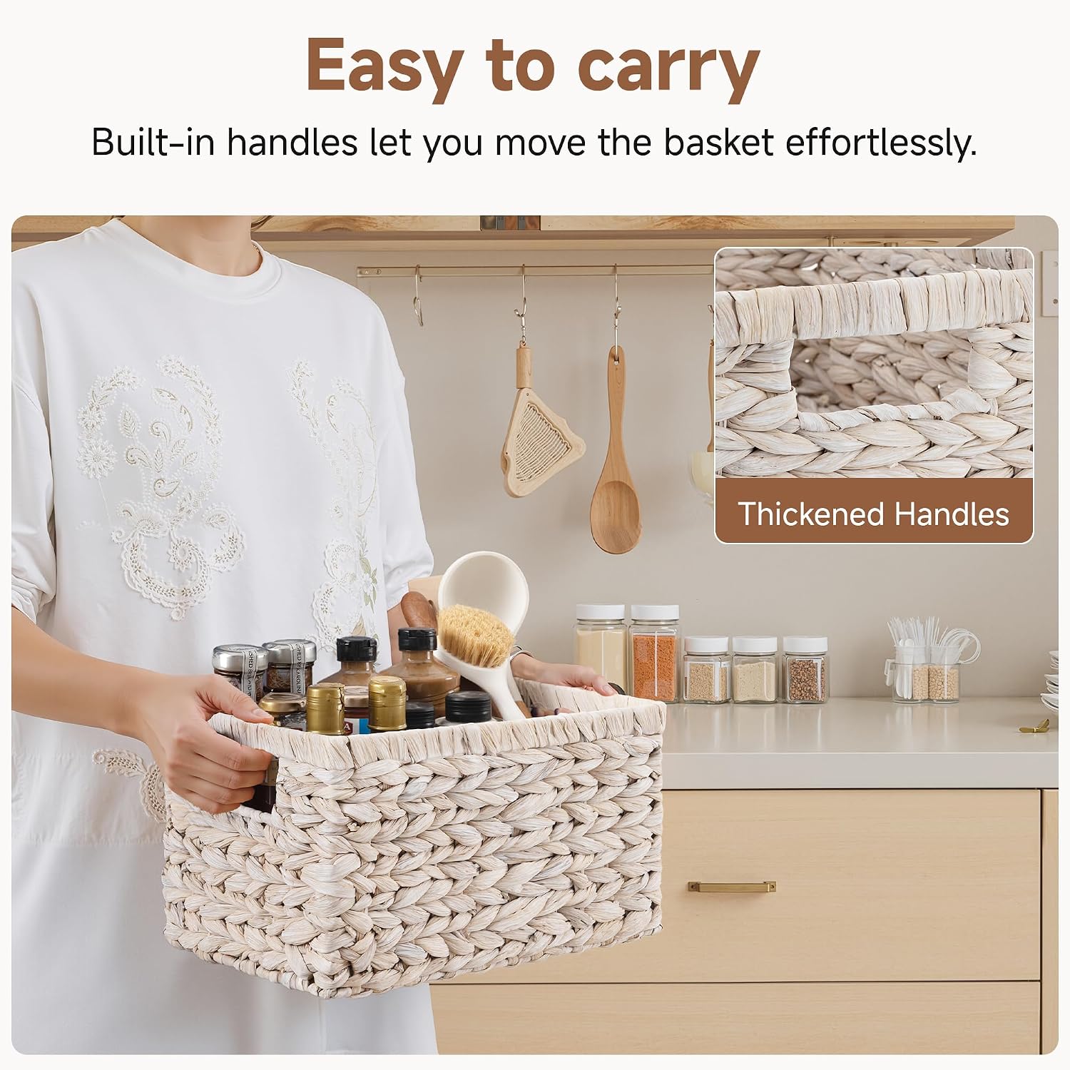 Wicker Storage Baskets for Organizing / White / 2 x 13