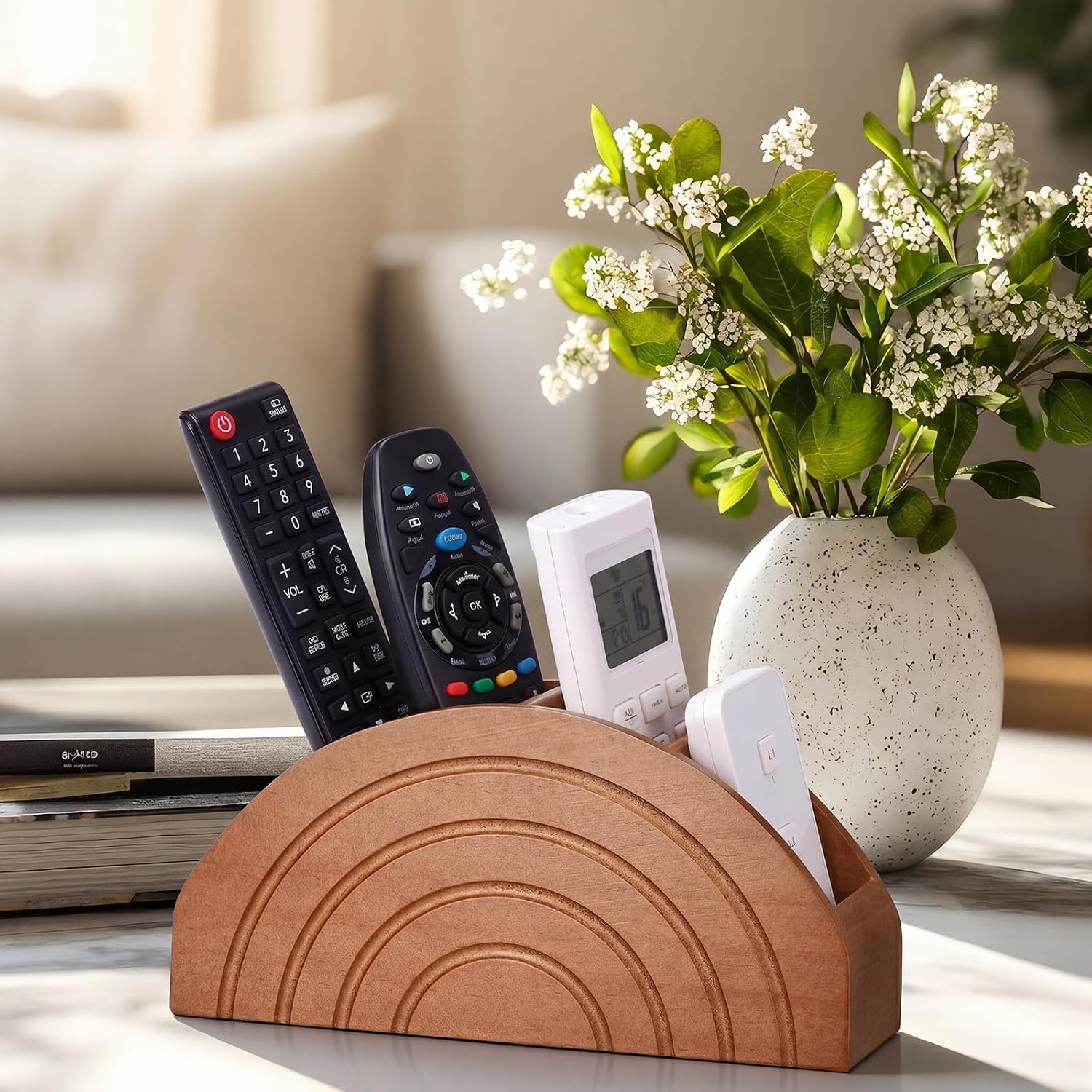 Wooden Remote Control Holder Caddy