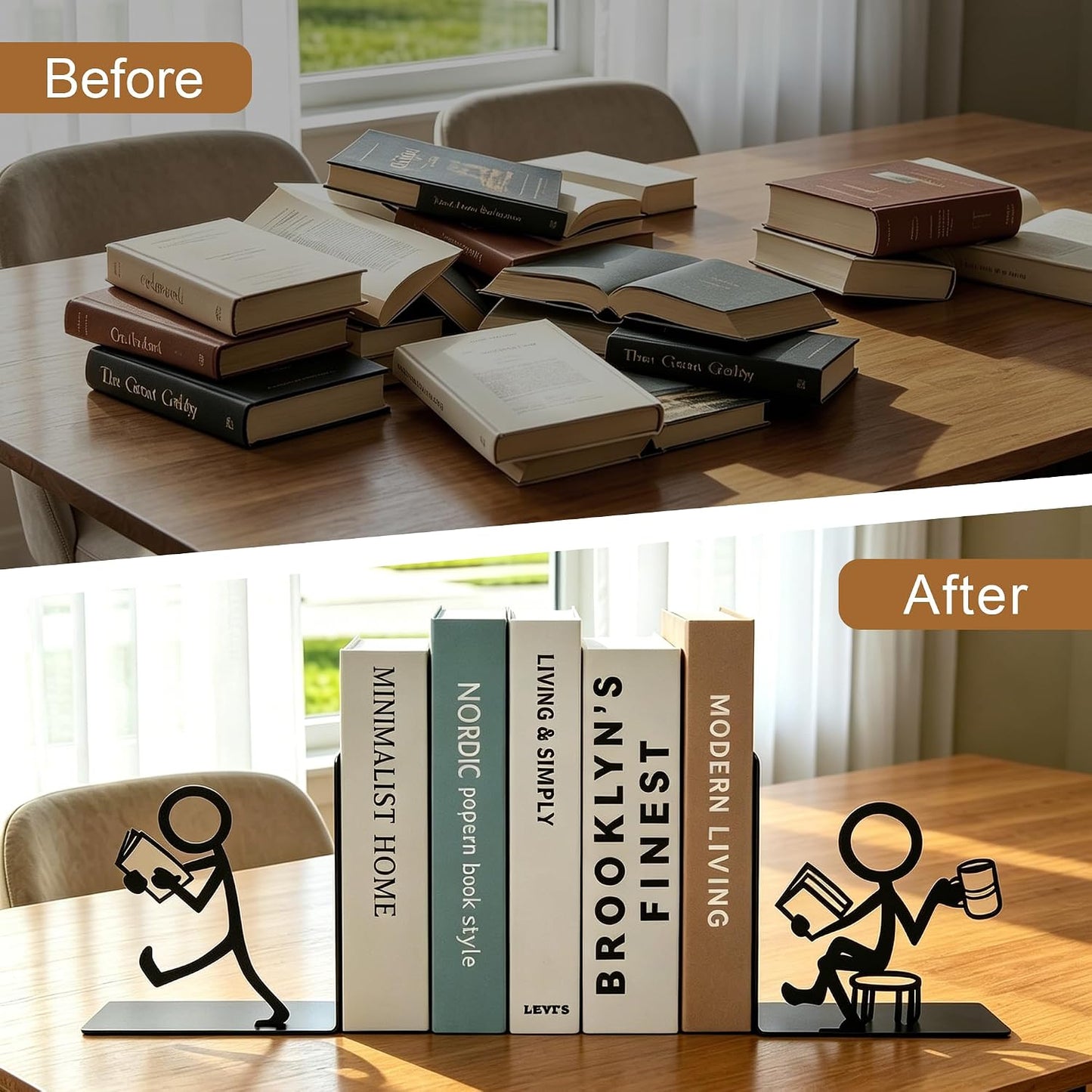Foldable Metal Decorative Bookends / Bookworm