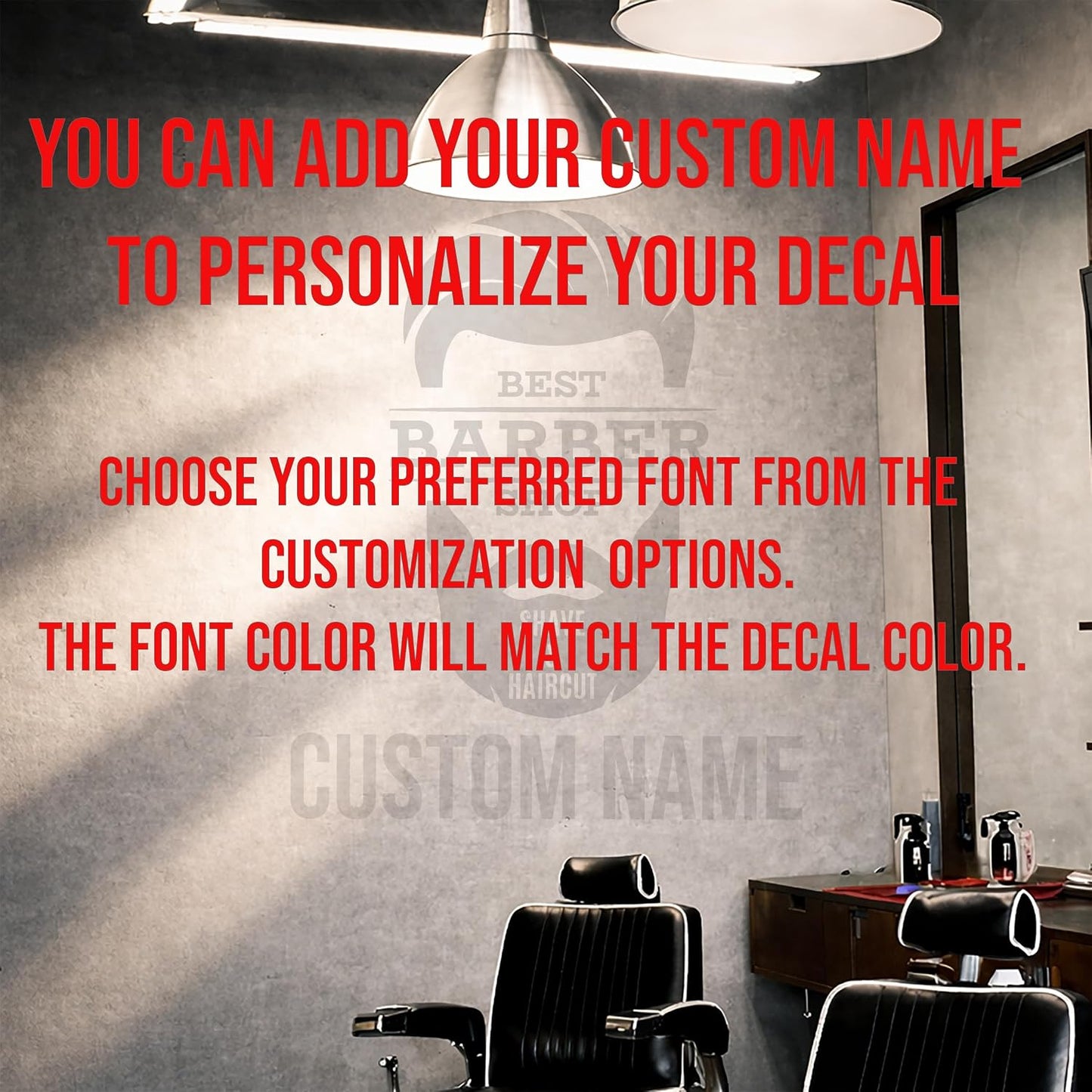 Vinyl Wall Decal Barber Shop Shave Haircut Hair Salon Logo Stickers Mural Large / 28.5 x 45 / L In