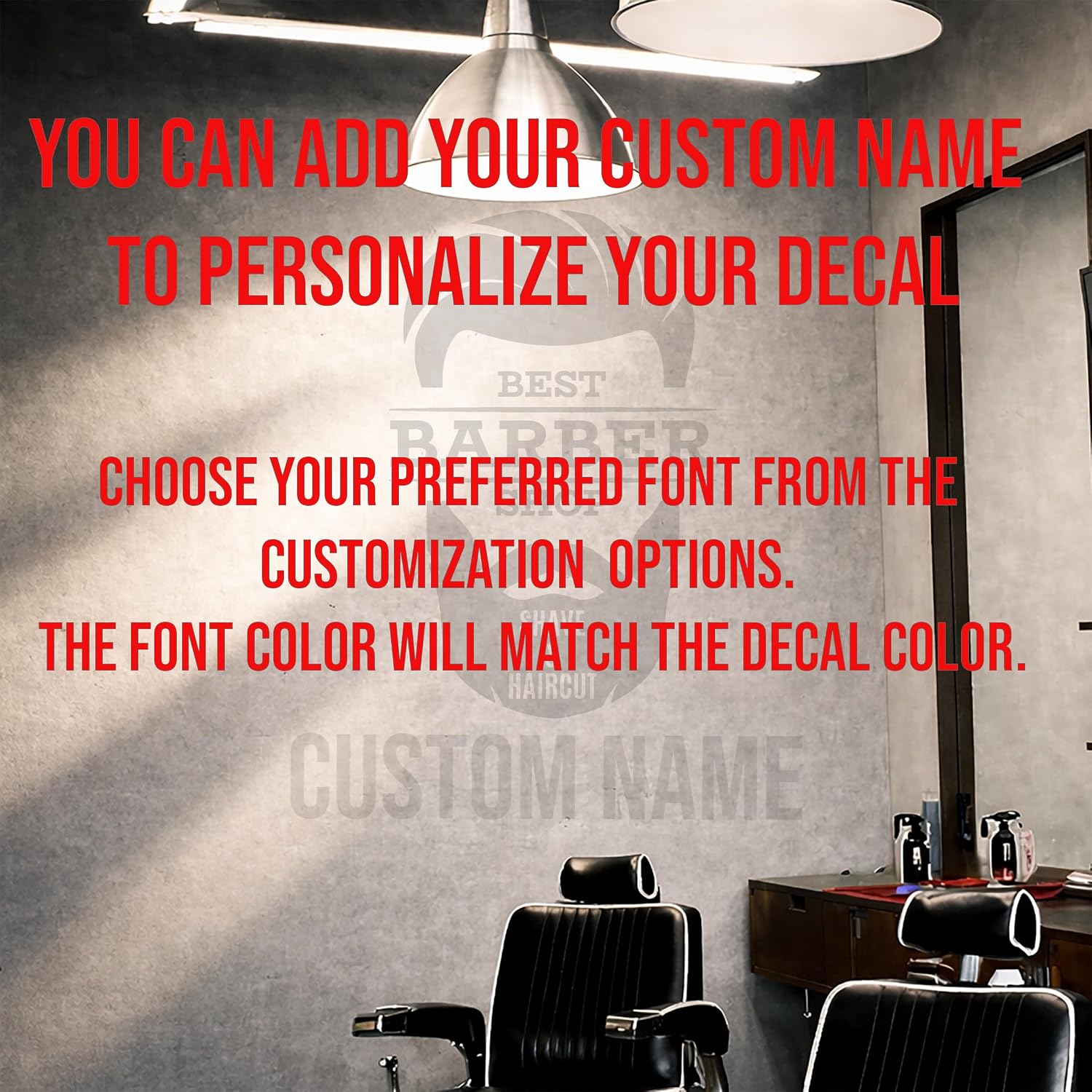 Vinyl Wall Decal Barber Shop Shave Haircut Hair Salon Logo Stickers Mural Large / 28.5 x 45 / L In