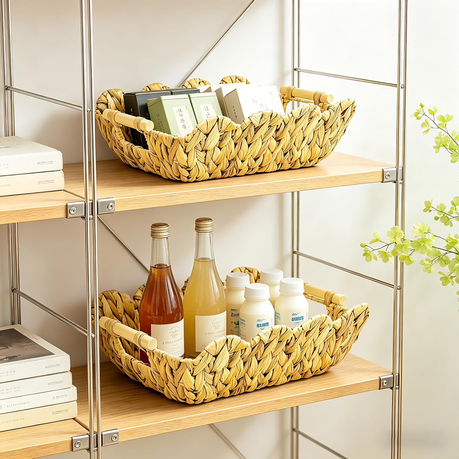 Hand-Woven Rattan Baskets / Oval / Natural / Set of 2
