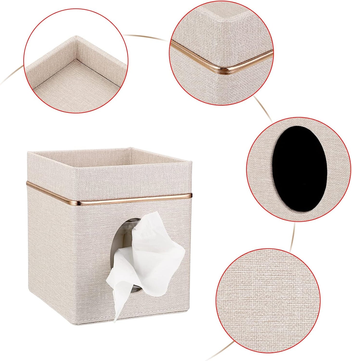 Linen Square Tissue Box Cover / Beige